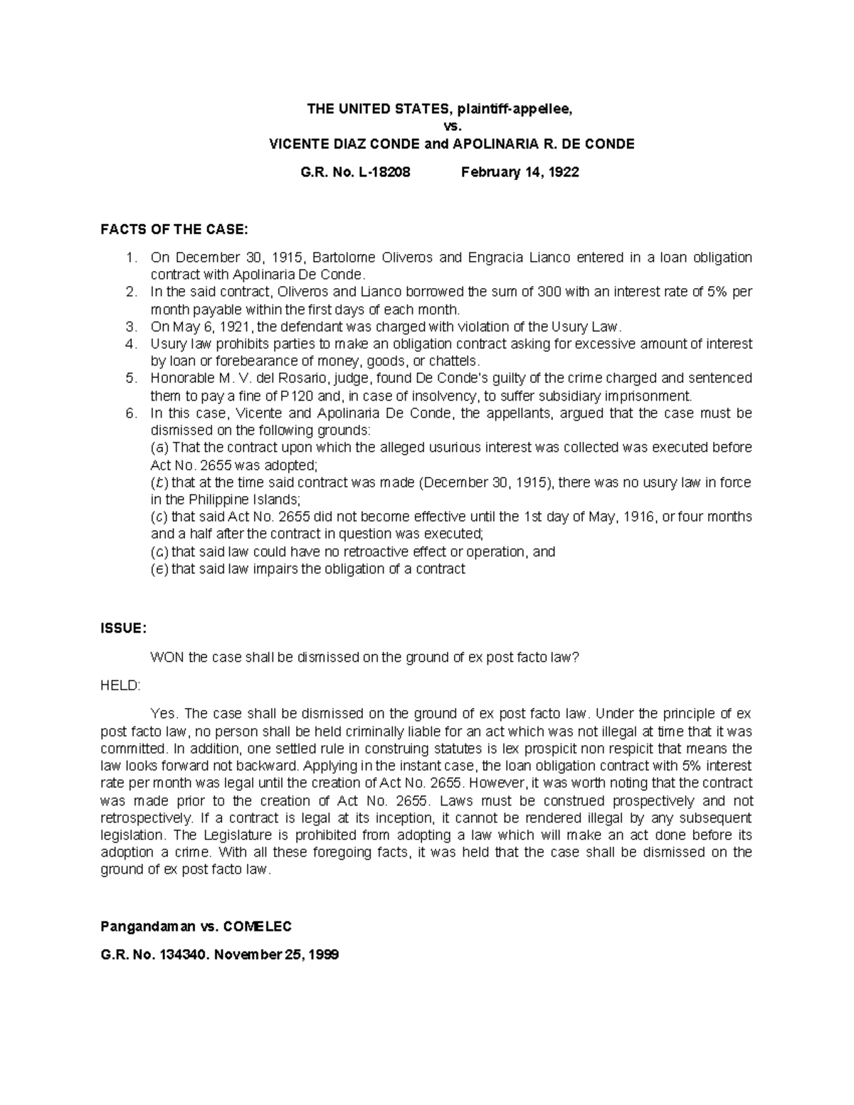 Statcon Digest - Summary Statutory Construction - THE UNITED STATES ...