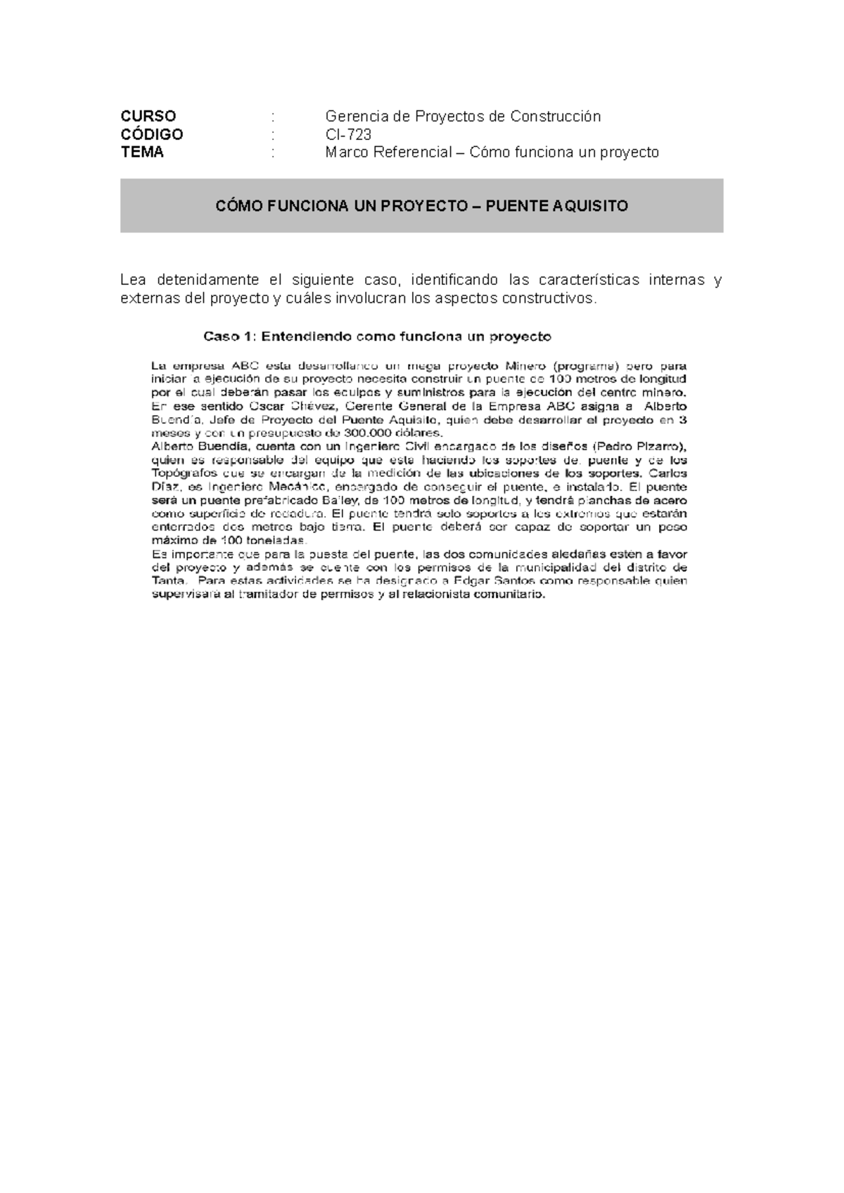 CASO 1 - ffffff - Casos integradores 2 - CURSO : Gerencia de Proyectos ...