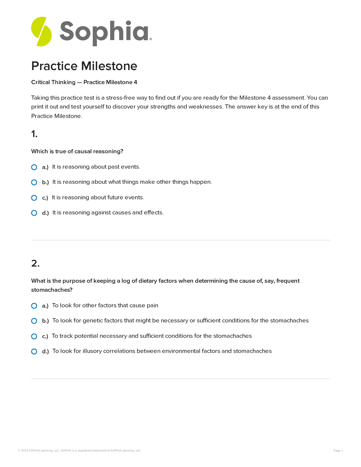 Phil1005-unit-4-practice-milestone - A.) It Is Reasoning About Past ...