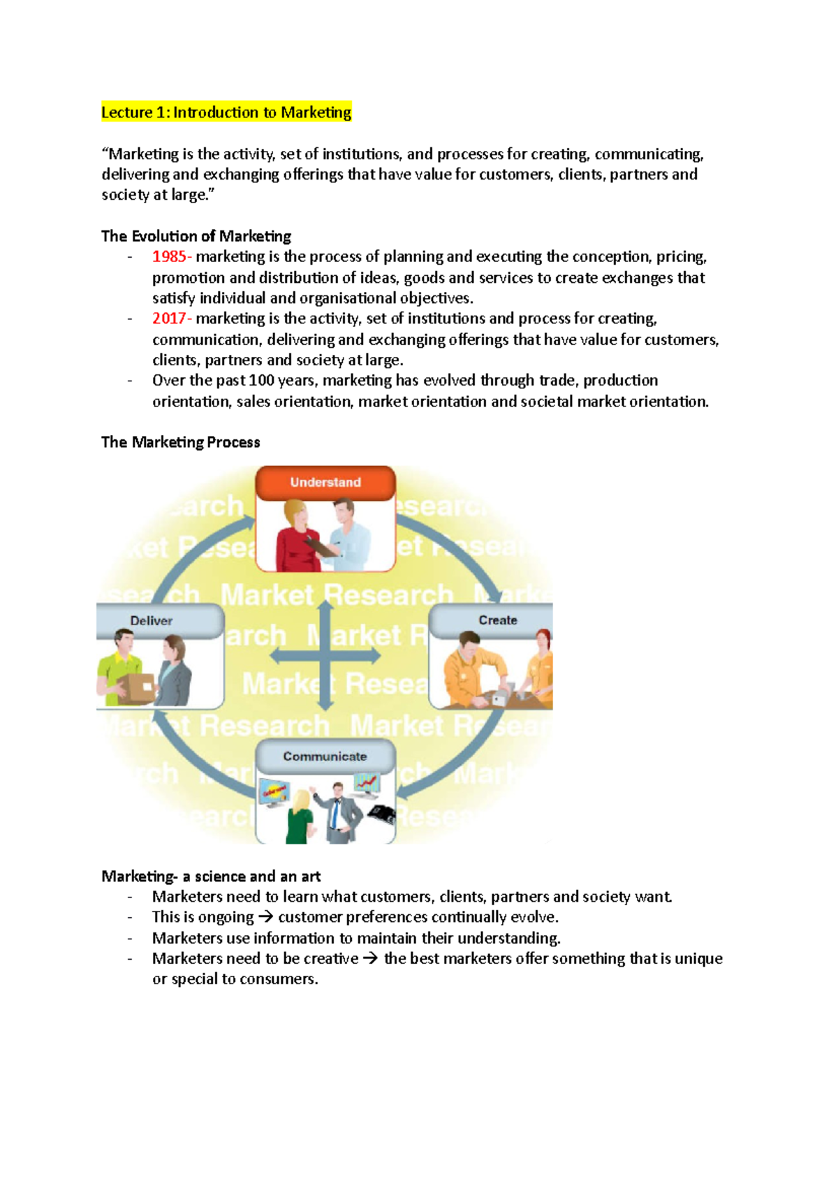 Marketing Notes Lectures 1-6 - Lecture 1: Introduction To Marketing ...