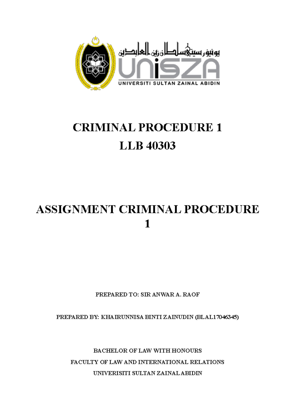 assignment worksheet 10.3 criminal procedures