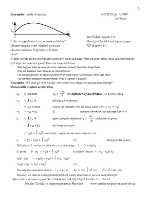 PHYS1121 Physics 1A Cheatsheet - CHEAT SHEET PHYS1121: Physics 1A ...