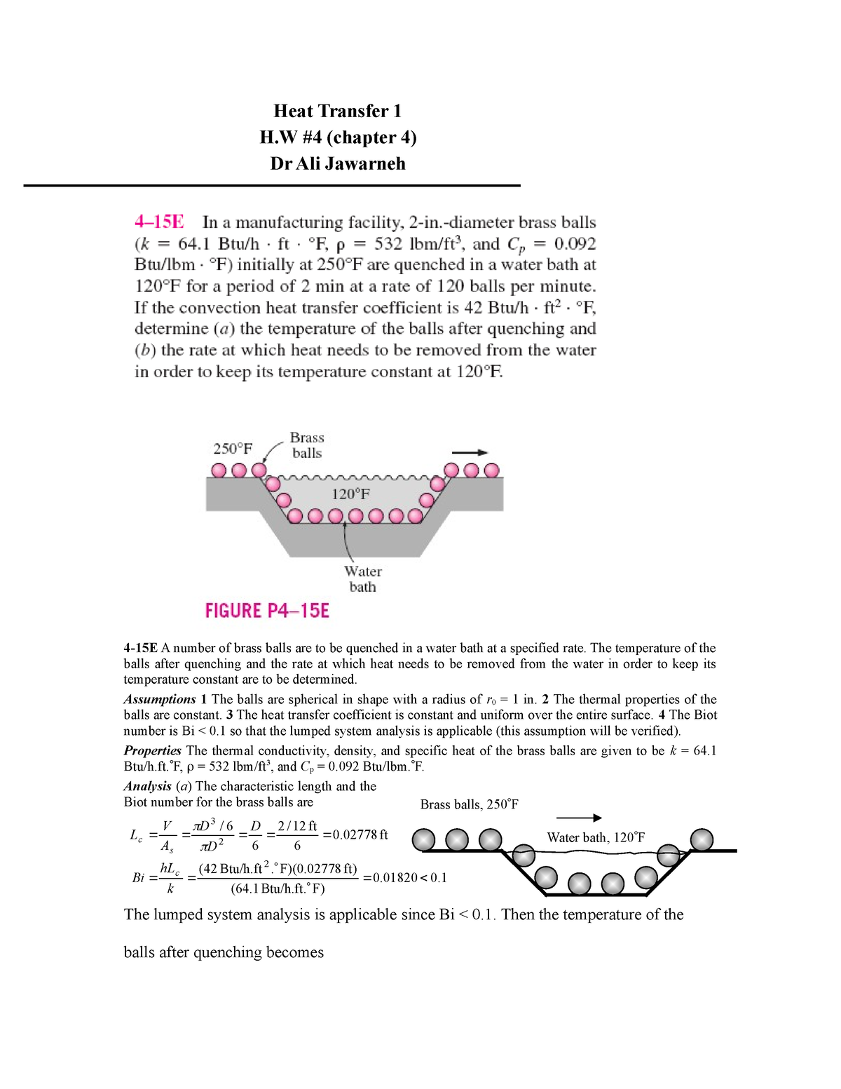 Chapter 04 - Practice - Heat Transfer 1 H #4 (chapter 4) Dr Ali ...