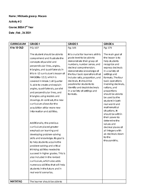 Multigrade Lesson PLAN - GRADE ONE GRADE TWO I: After 40 minutes, the ...