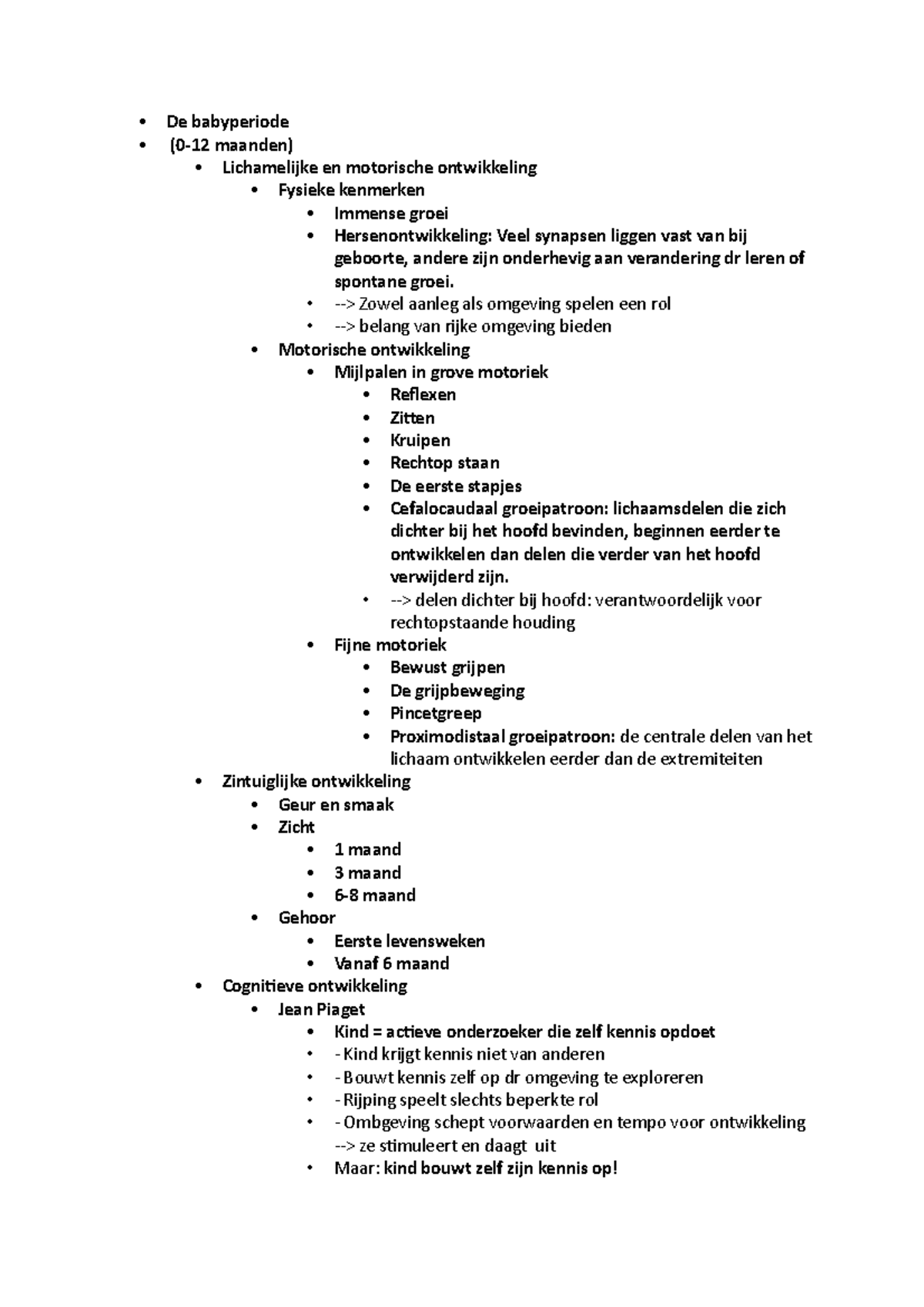 Samenvatting babyperiode - De babyperiode - (0-12 maanden ...