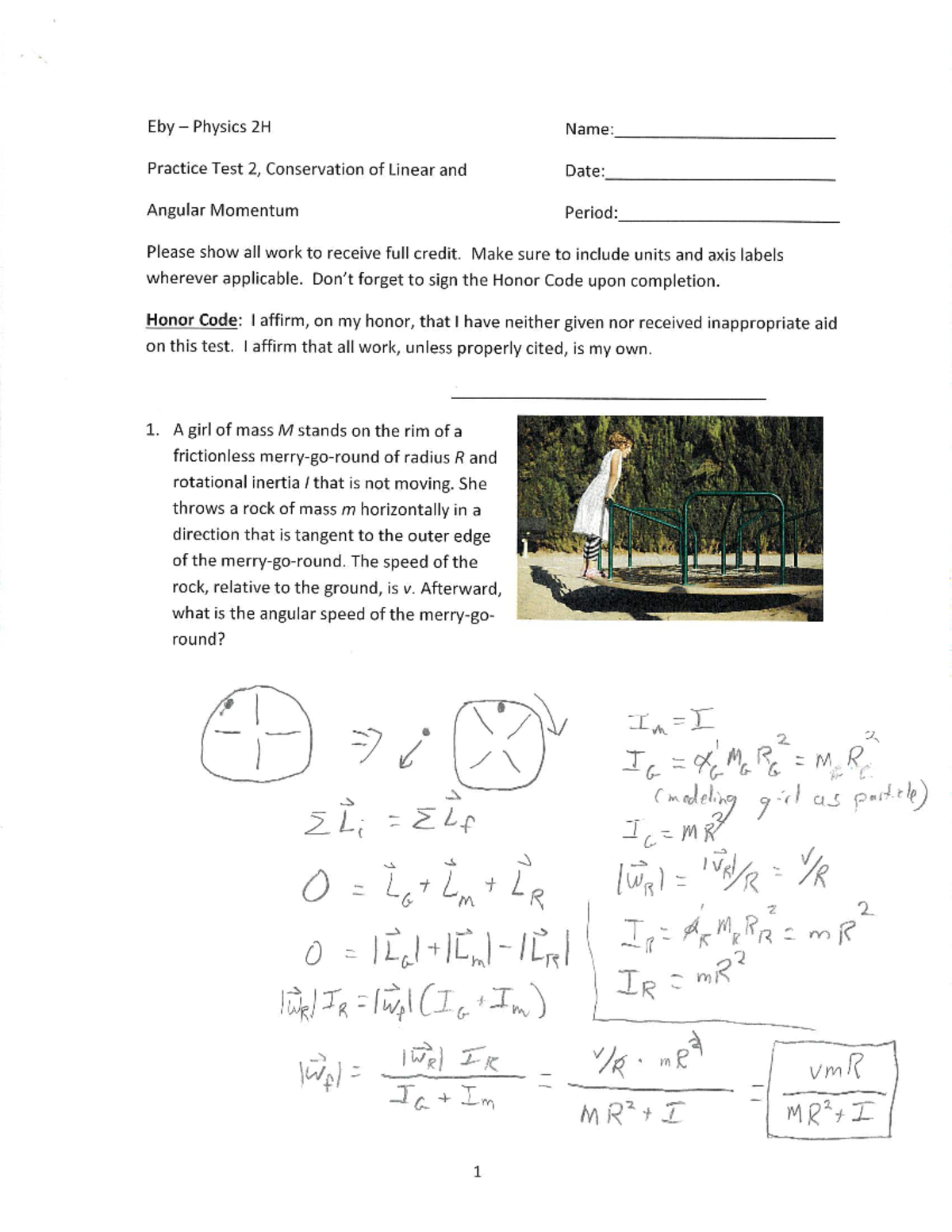 Hon Practice Test Key 2B - phys 1201 - Columbia University - Studocu