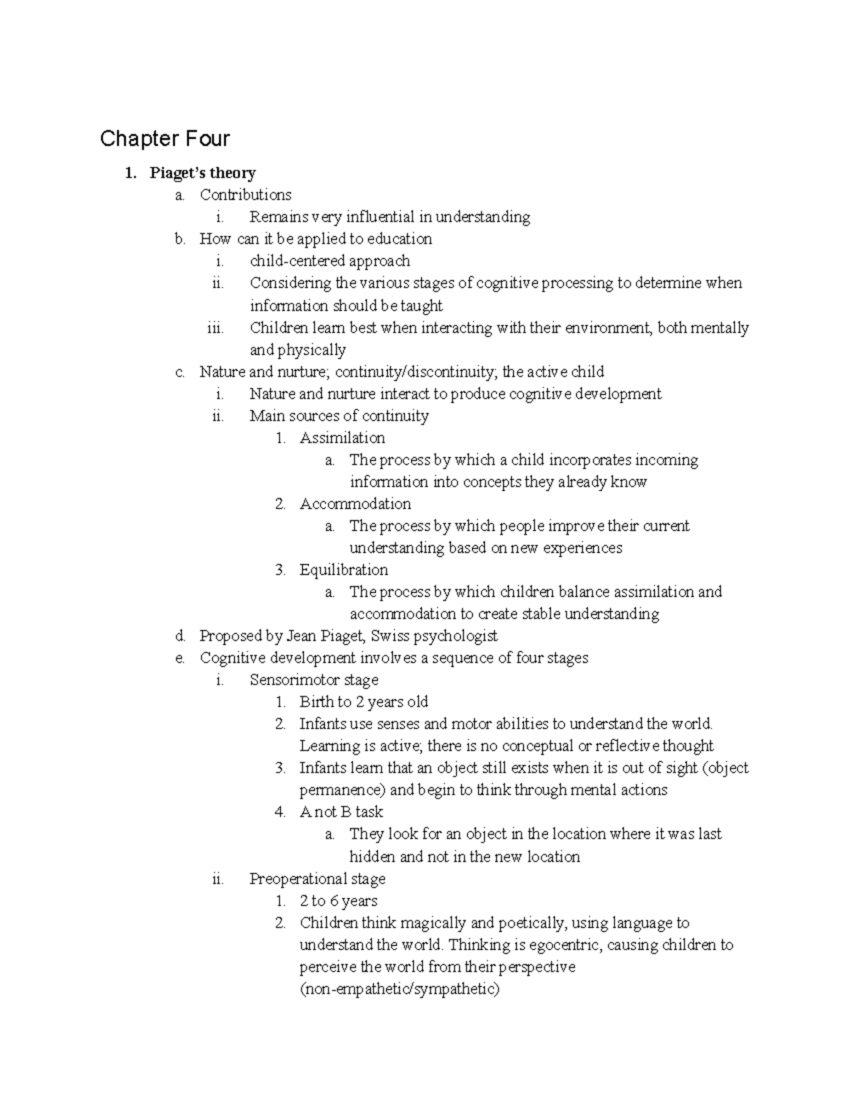 Dynamics of Human Development Chapter Four 1. Piaget’s theory a