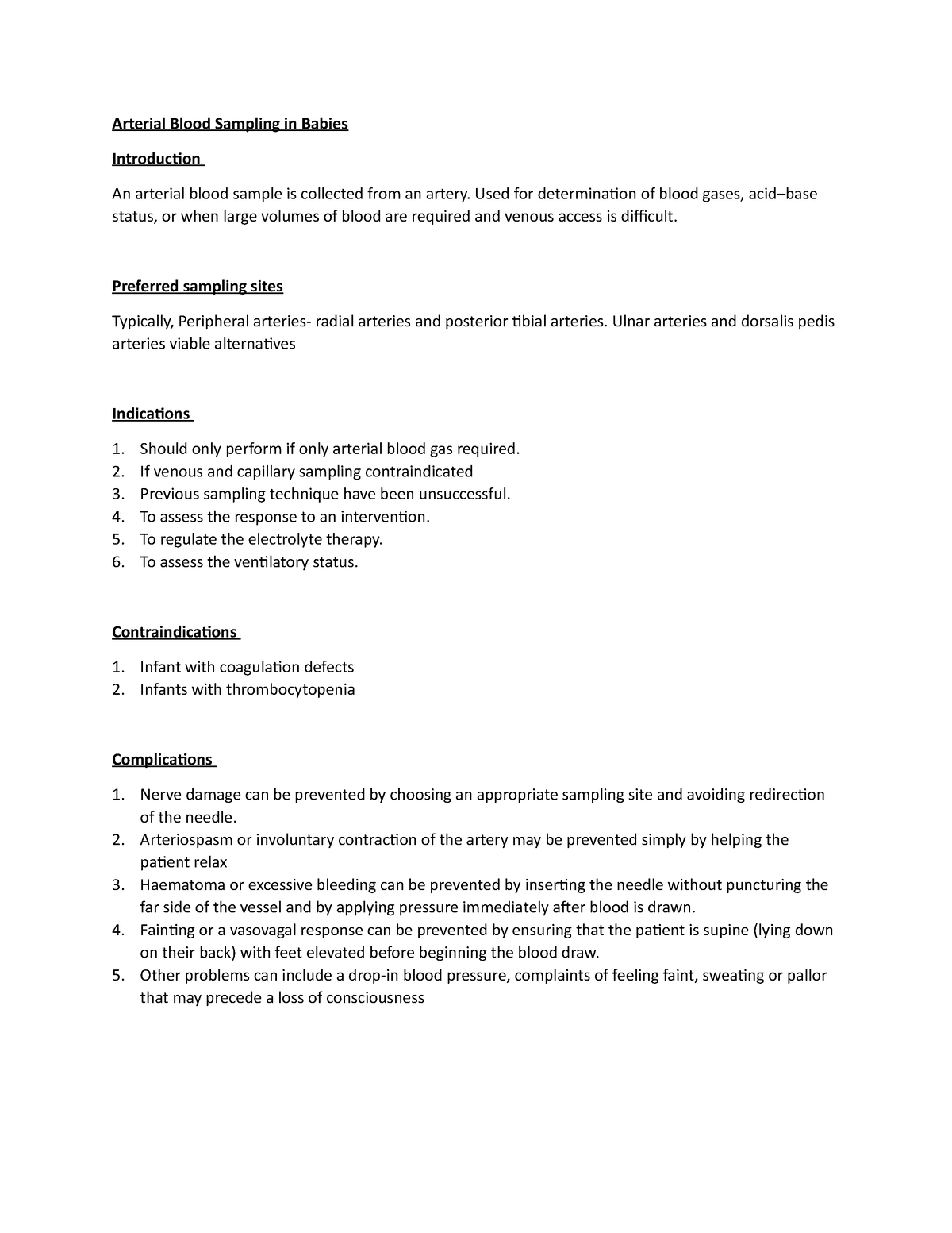 Arterial Blood Sampling in Babies - Arterial Blood Sampling in Babies ...