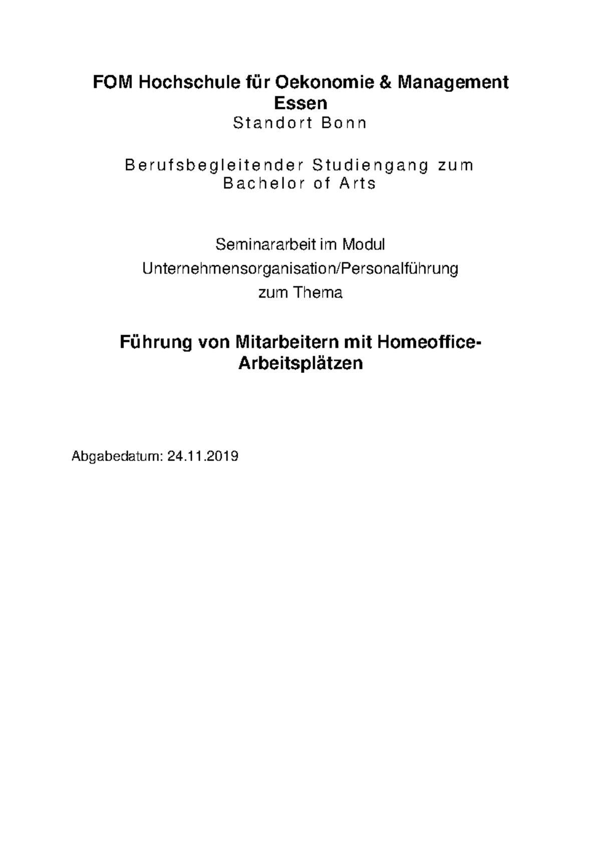 Hausarbeit Pm Personalmanagement Fom Studocu