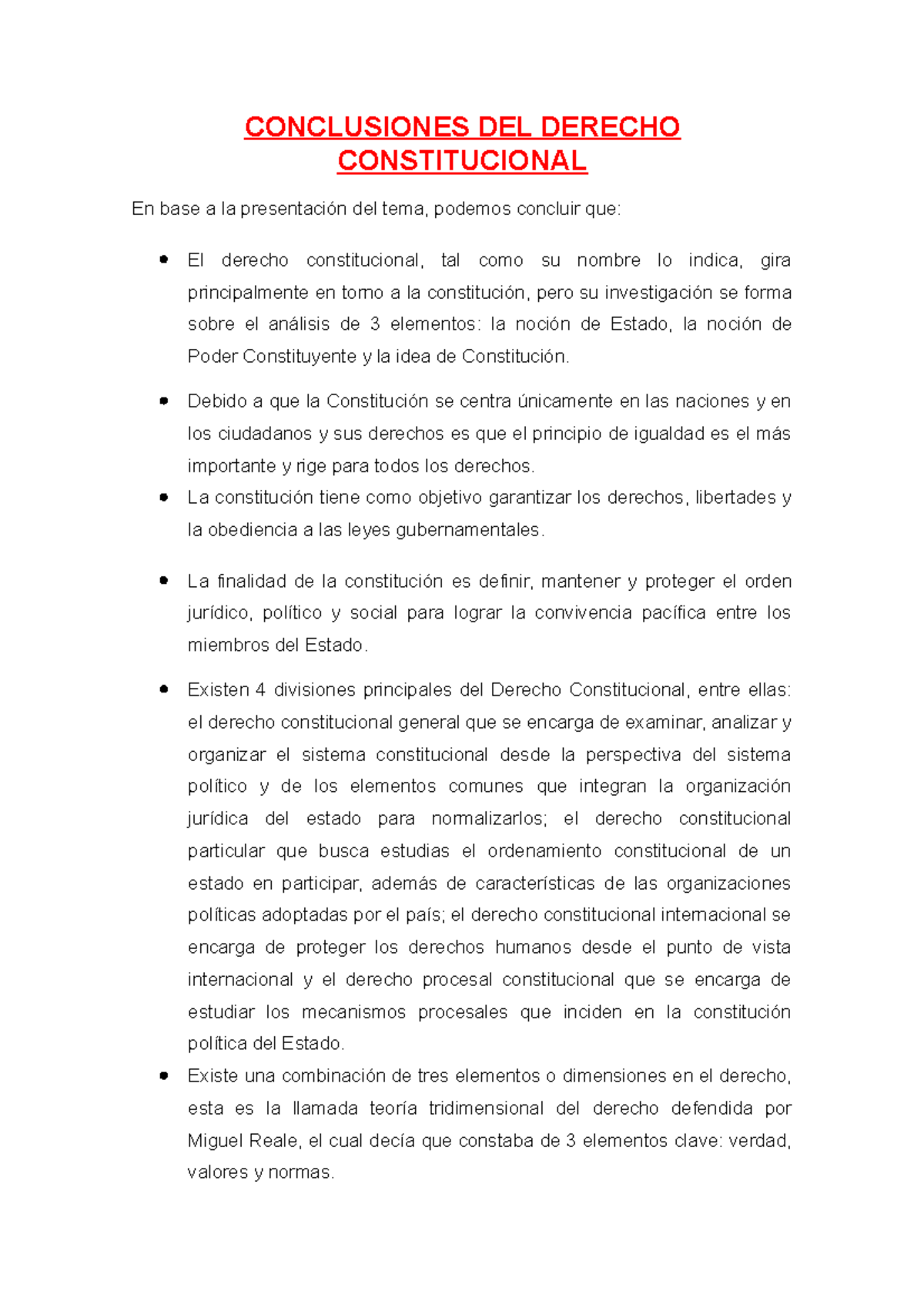 Conclusiones Del Derecho Constitucional Conclusiones Del Derecho