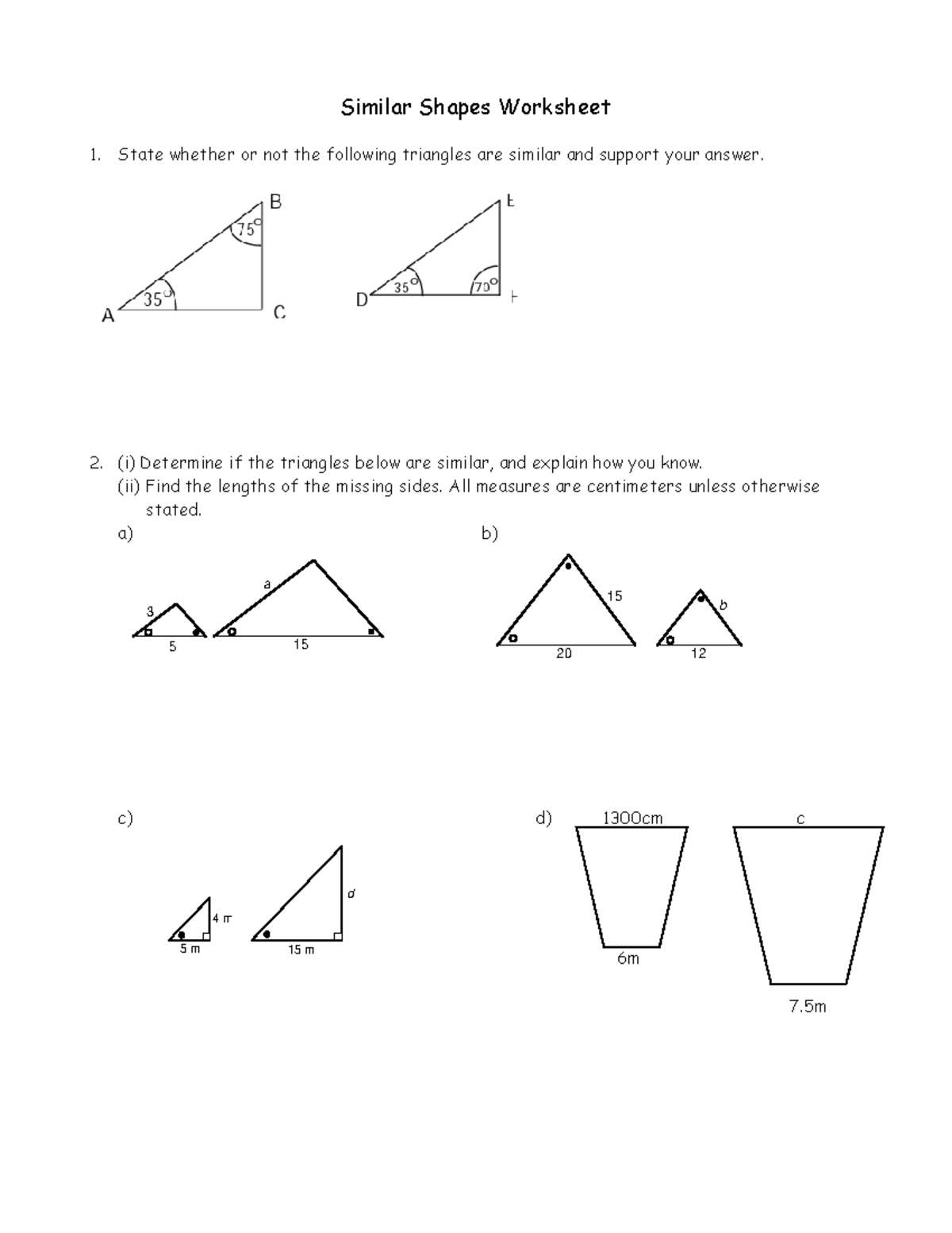 Similar Triangles Worksheet-22 - Similar Shapes Worksheet State In Similar Figures Worksheet Answer Key