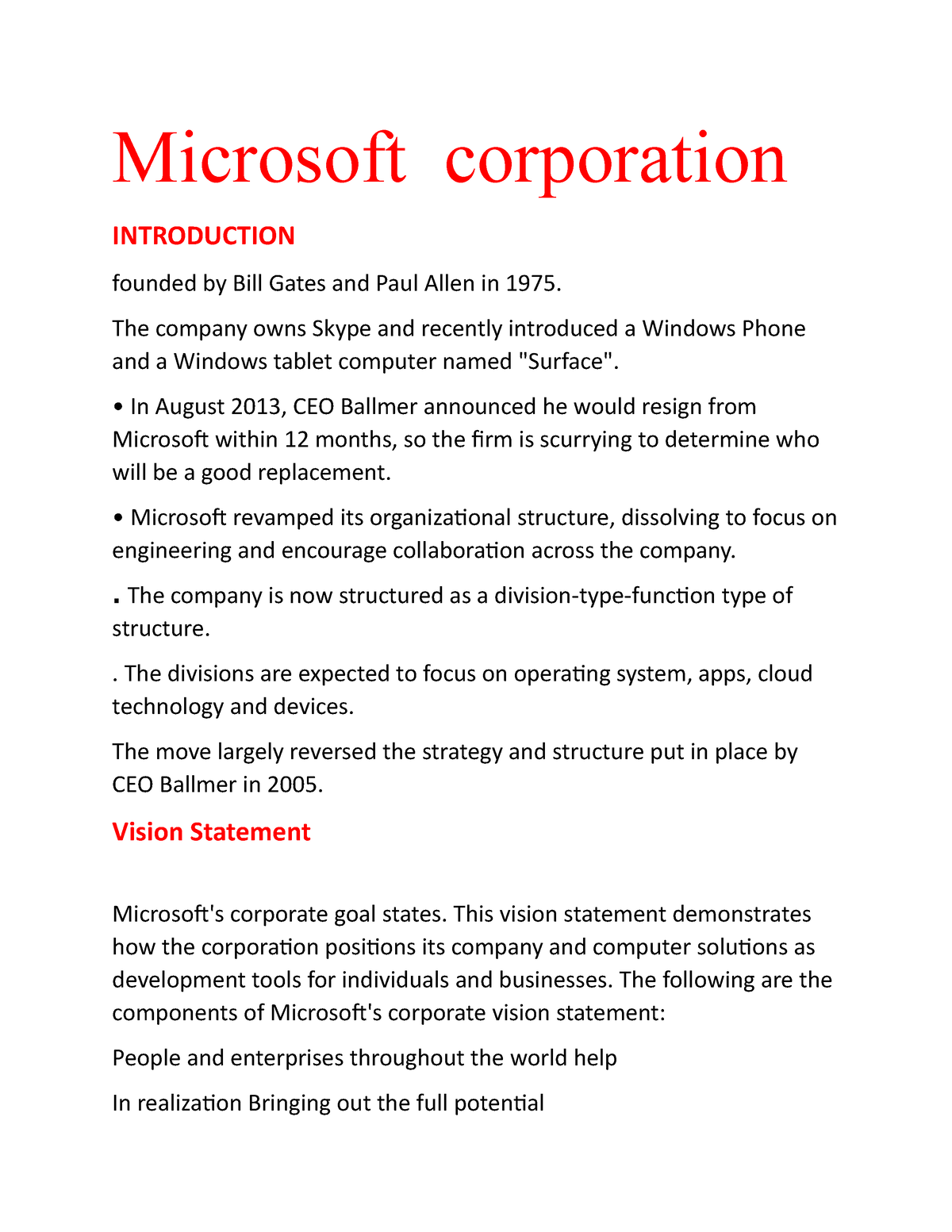 microsoft introduction essay