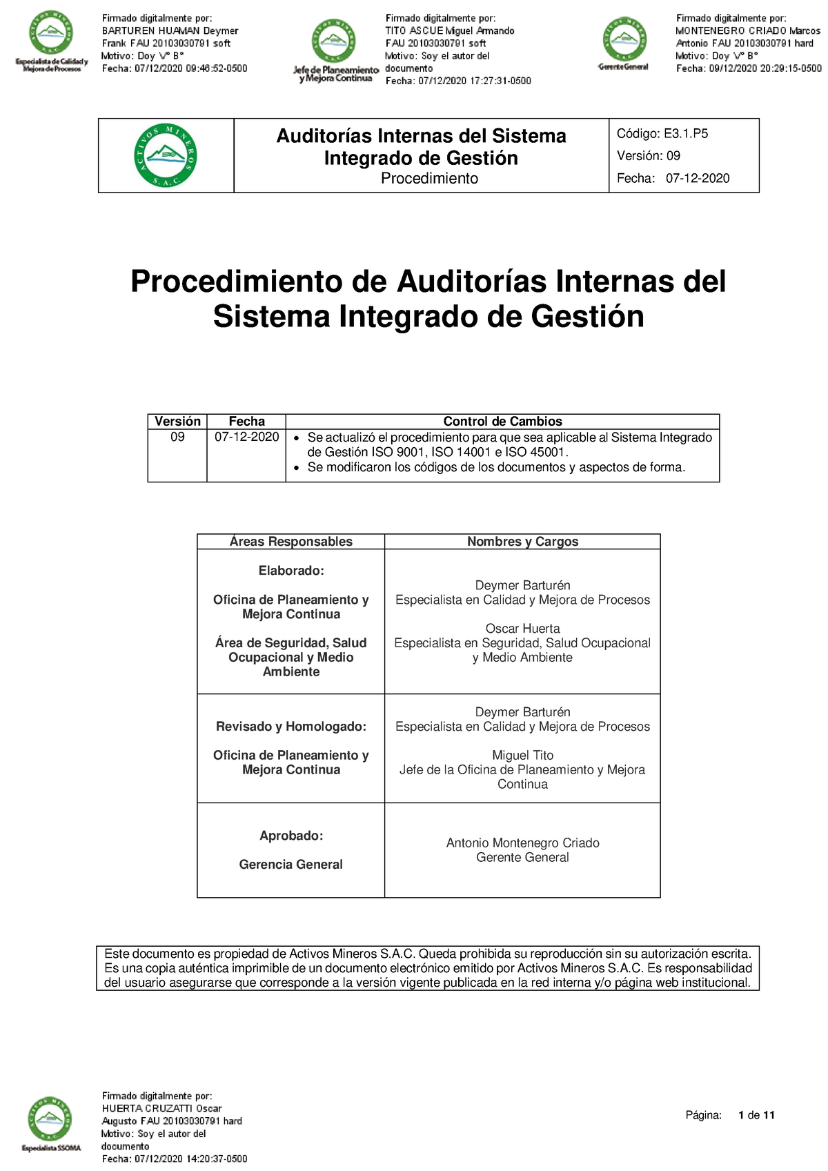 5 Procedimiento Auditorias Interna Auditorías Internas Del Sistema 6277