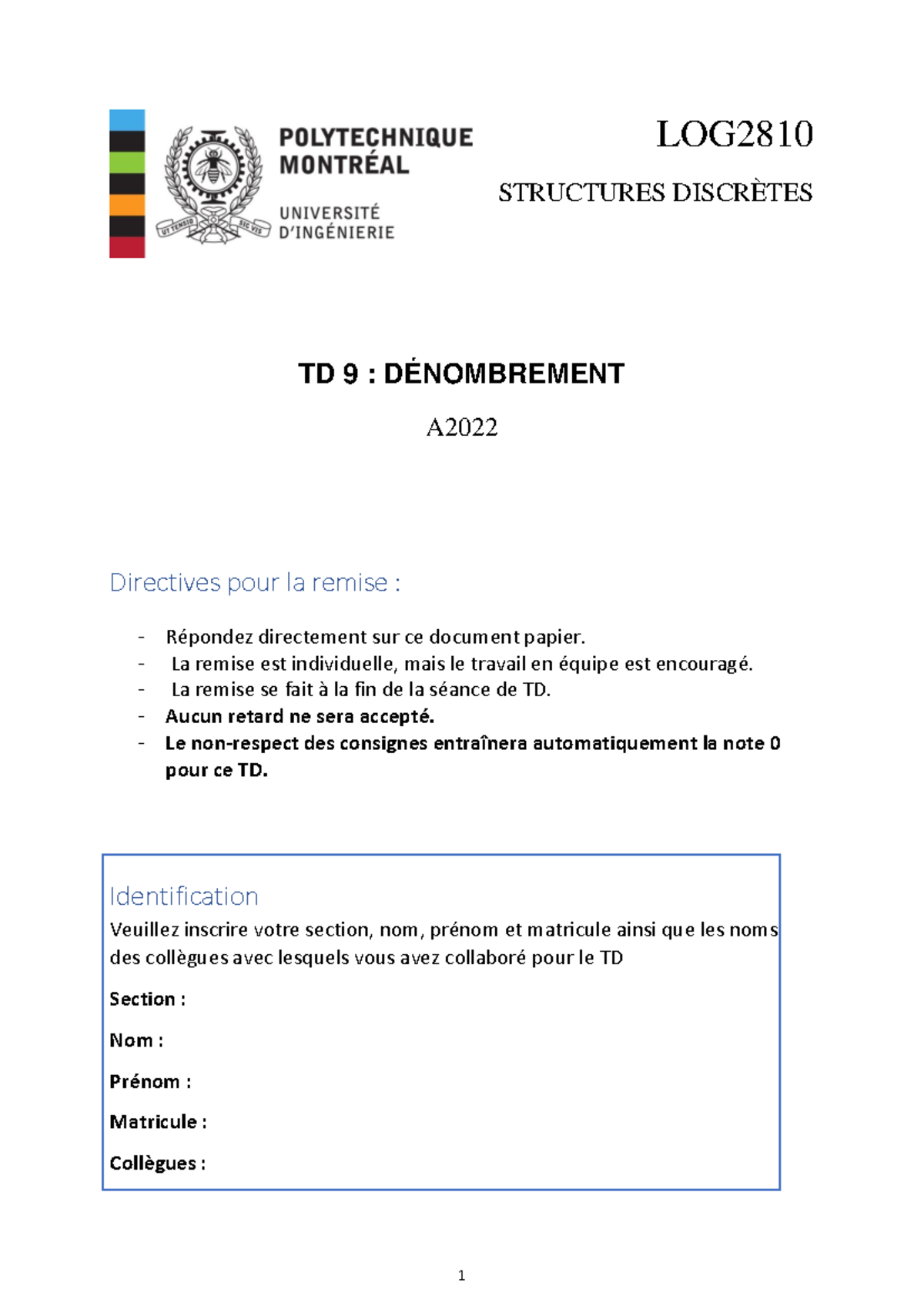 LOG2810-TD9 A22-solutions - LOG STRUCTURES DISCRÈTES TD 9 ...