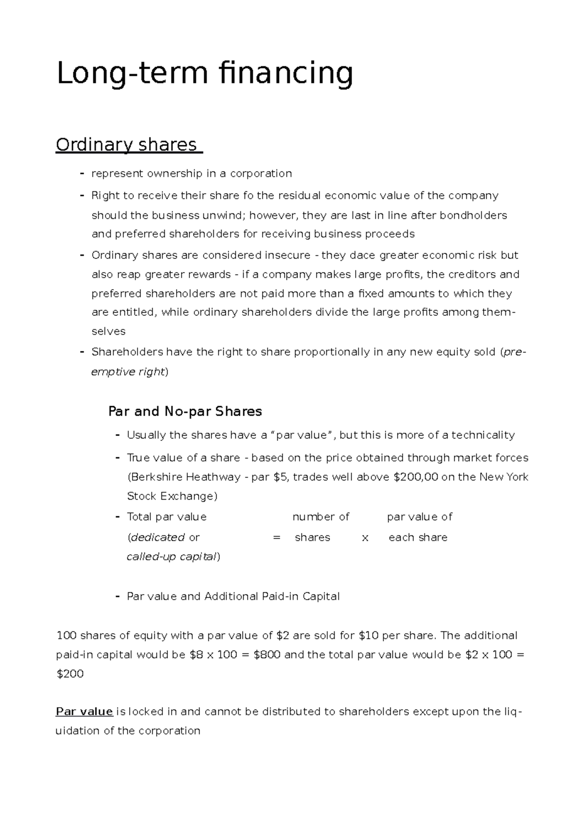 long-term-financing-long-term-financing-ordinary-shares-represent