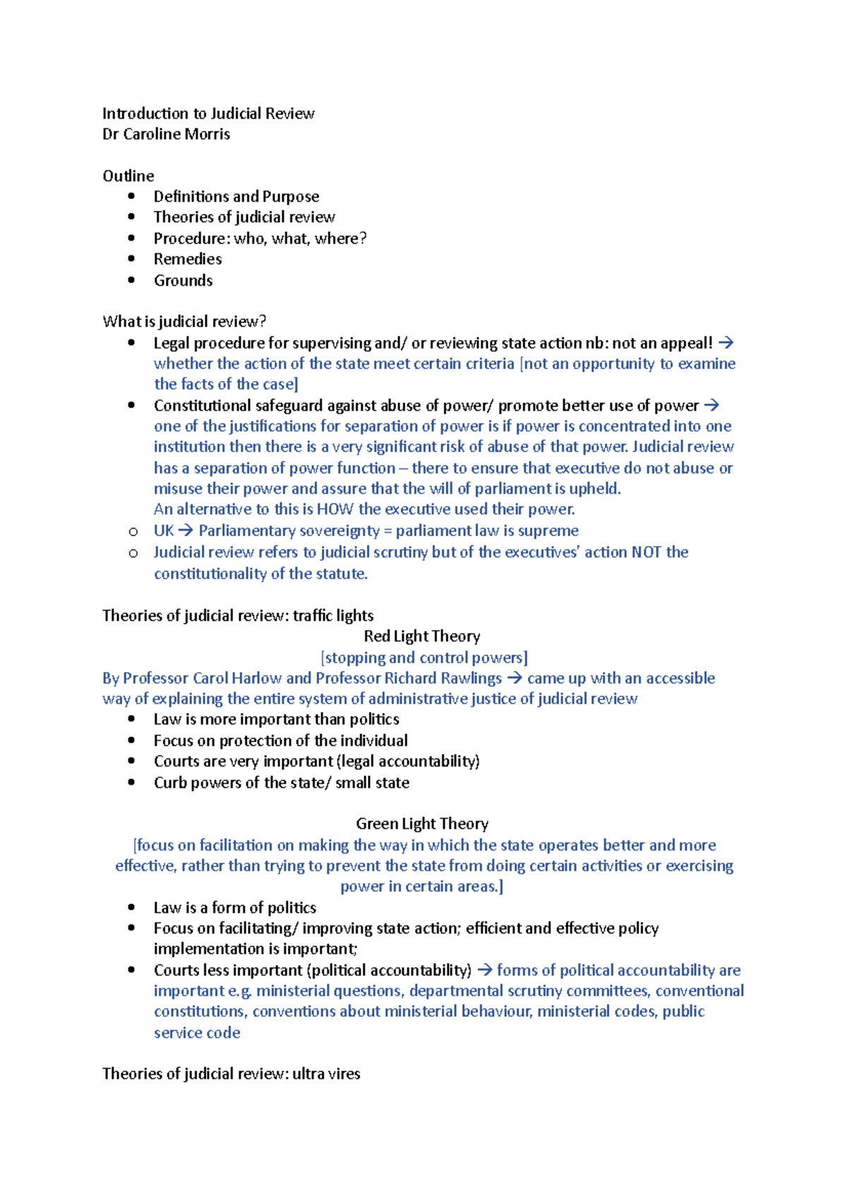 Introduction to Judicial Review - Judicial review has a separation of ...