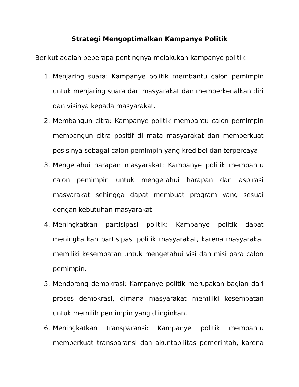 Strategi Mengoptimalkan Kampanye Politik - Membangun Citra: Kampanye ...