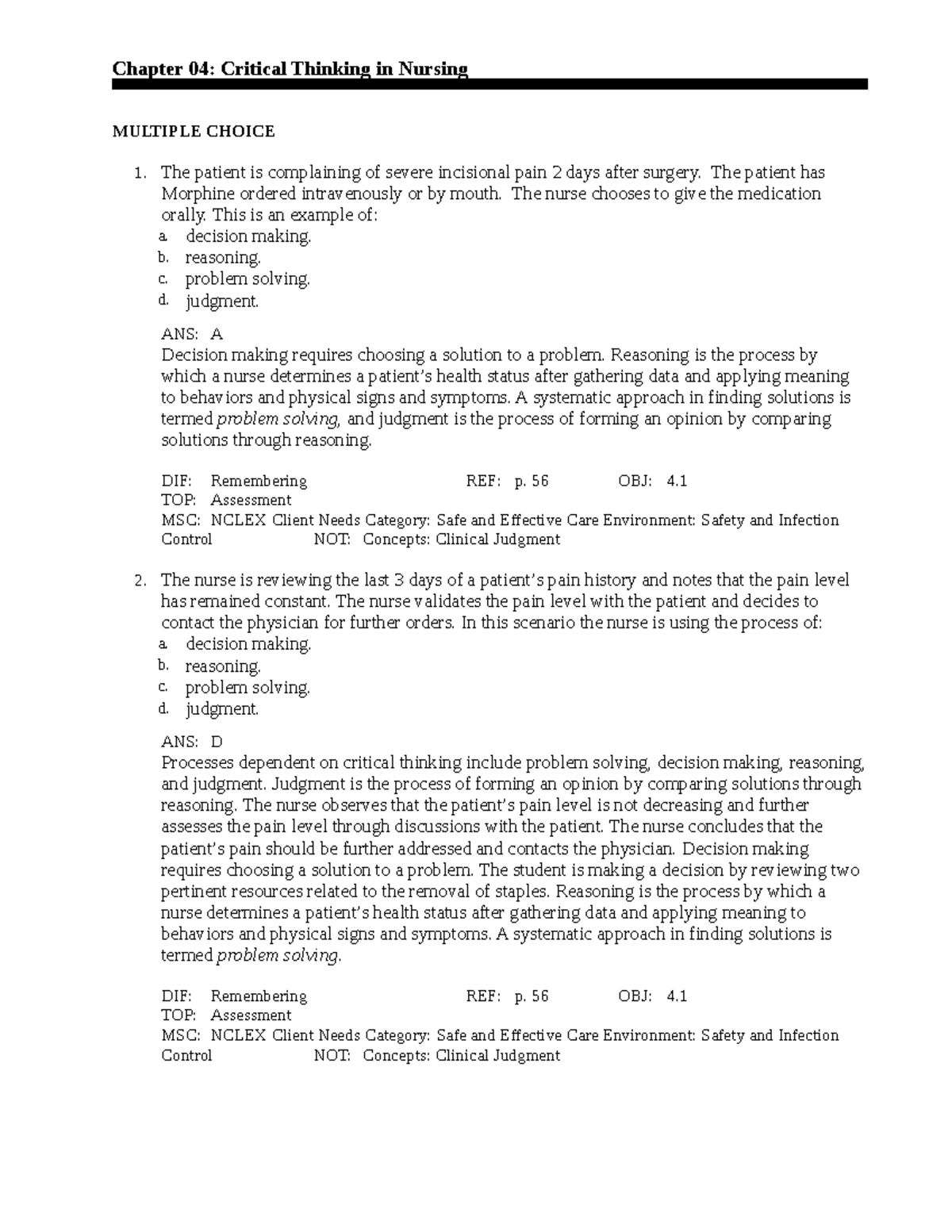 chapter 4 interacting with patients critical thinking