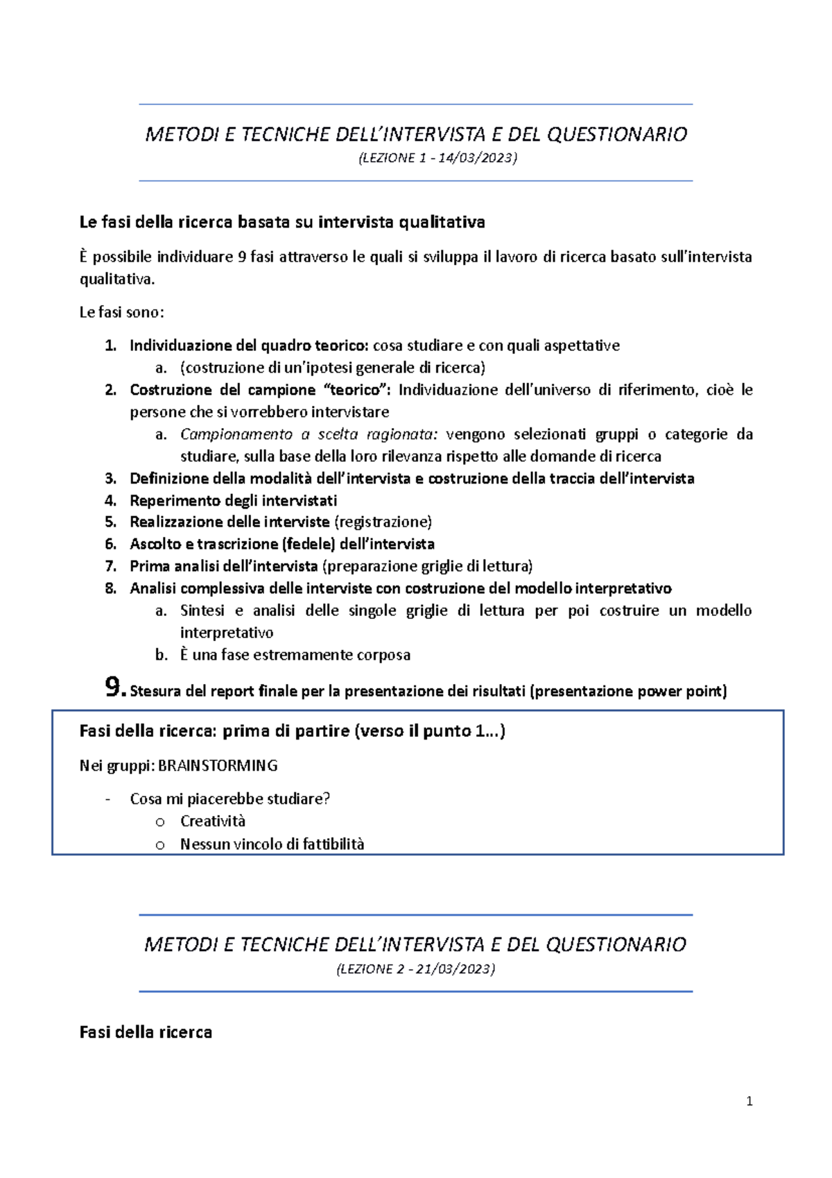 Metodi E Tecniche Dellintervista E Del Questionario Metodi E