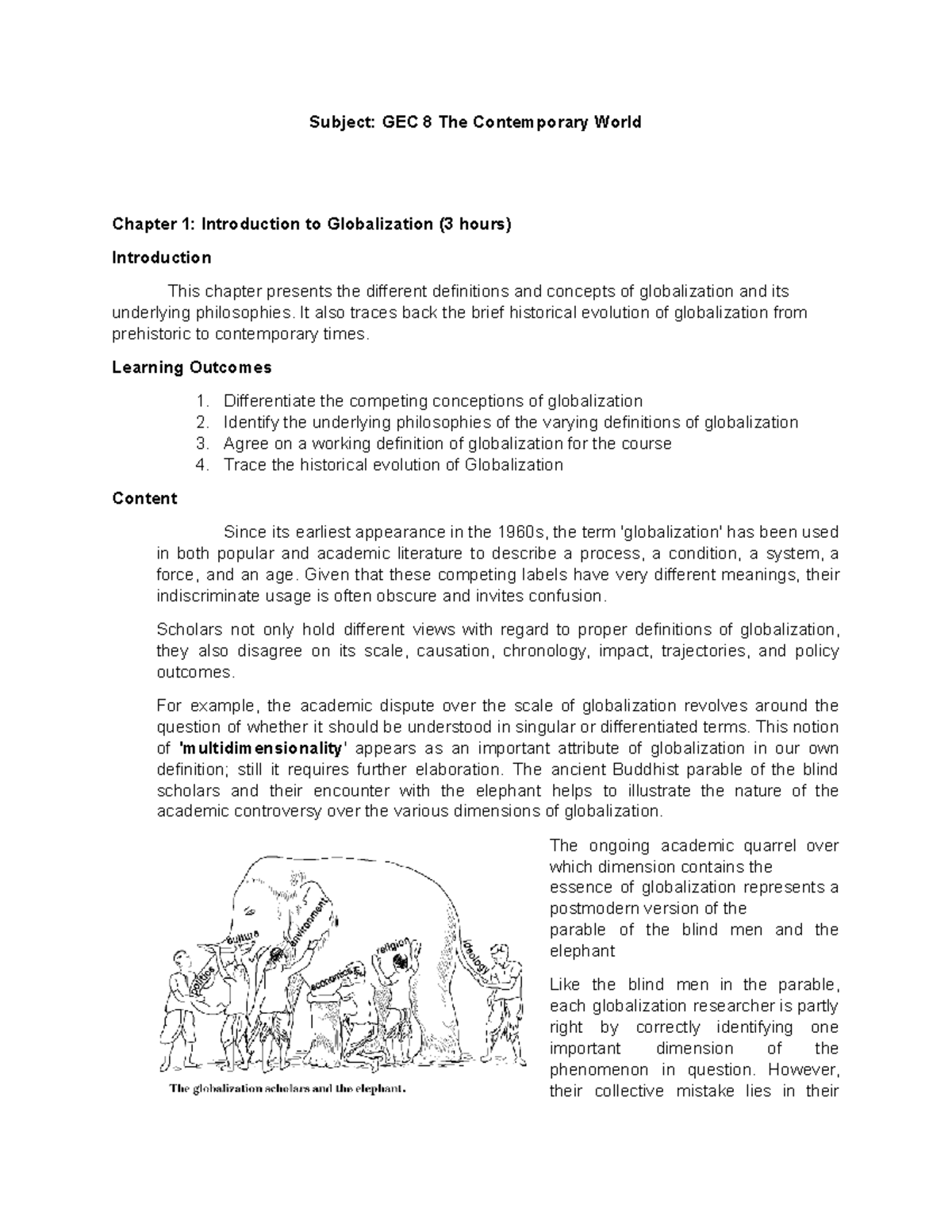 Module-1 - n\a - Subject: GEC 8 The Contemporary World Chapter 1 ...