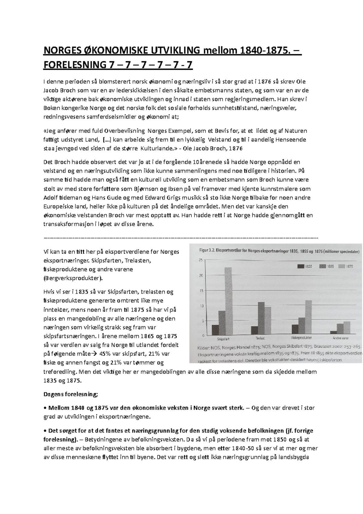 Norges Økonomiske Utvikling Mellom 1840-1875 - KAP 7 - DEL 1 - NORGES ...
