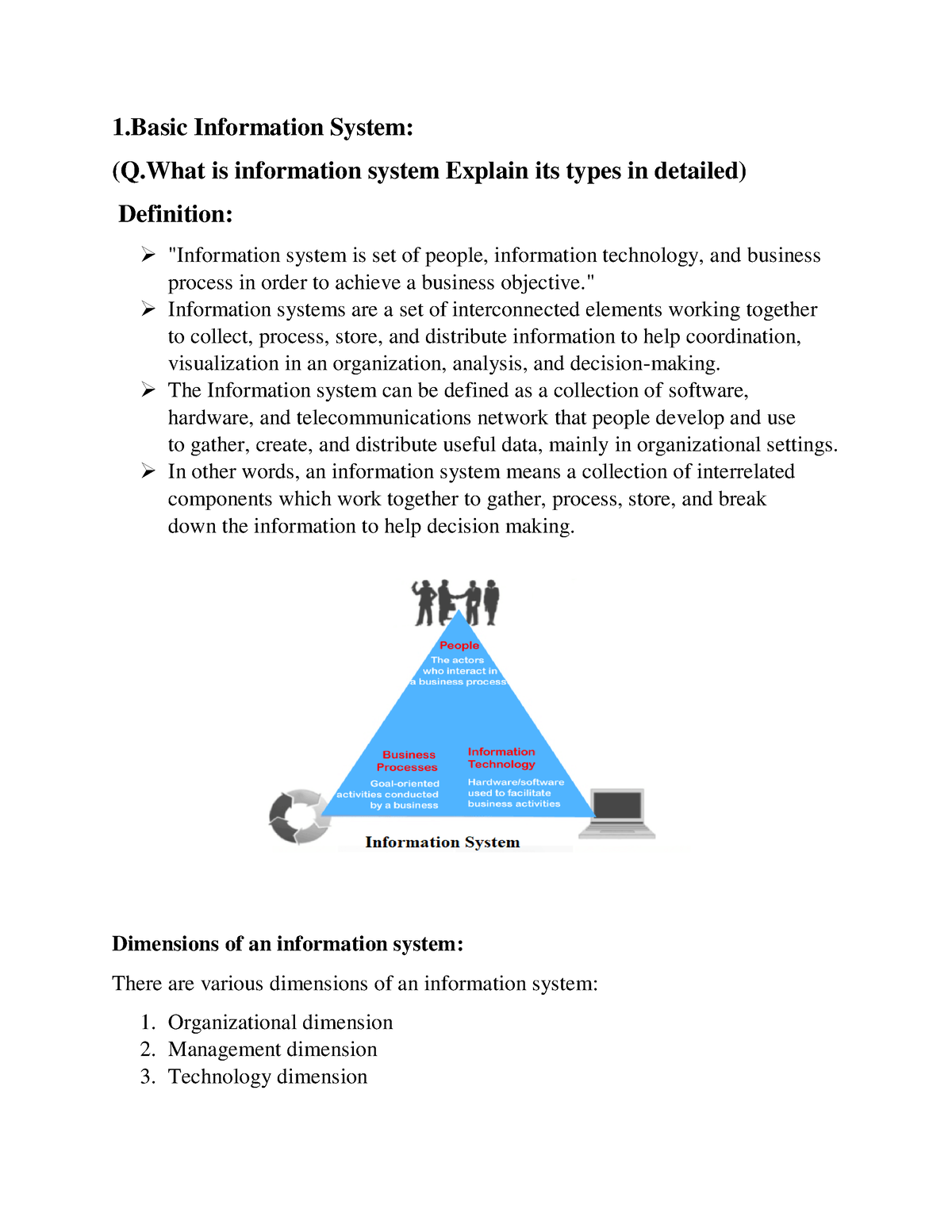 MIS Complete UNIT-II Notes - 1 Information System: (Q Is Information ...