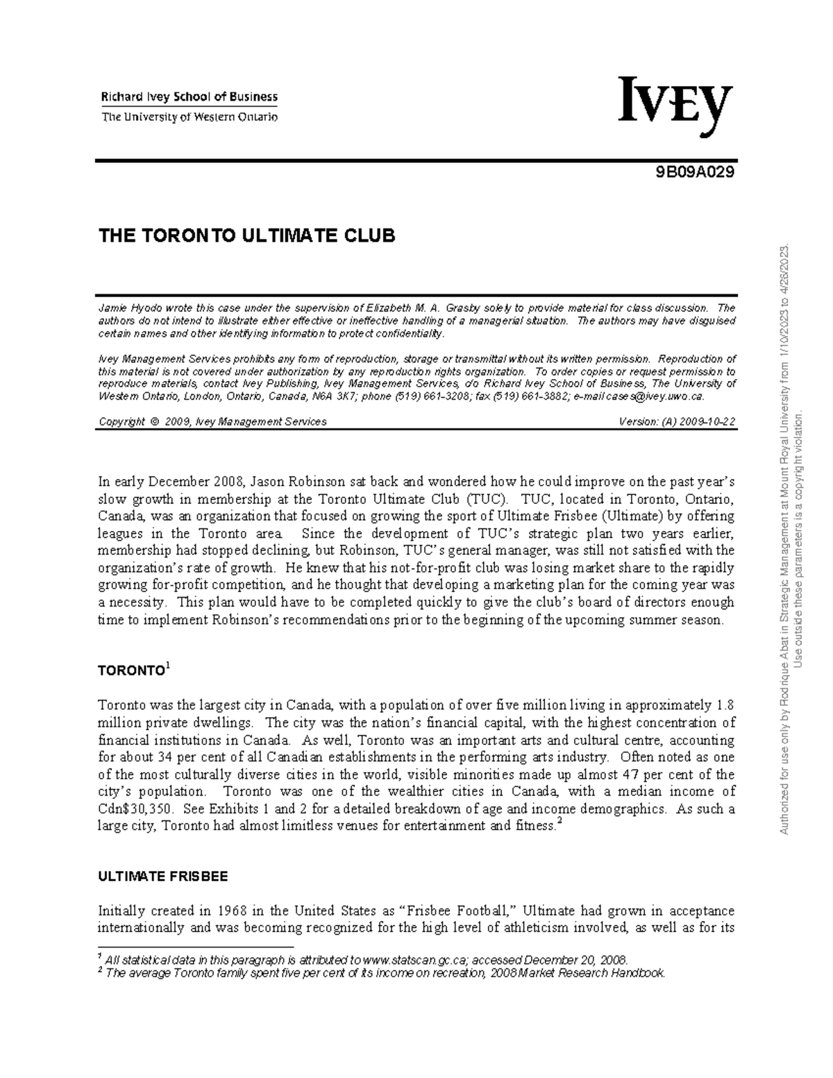 toronto ultimate club case study