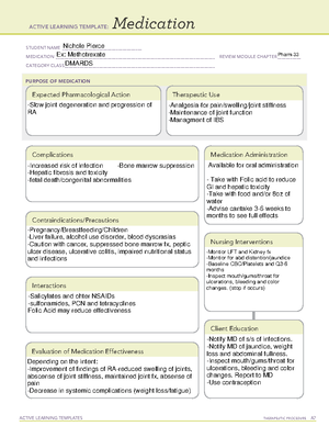 DMARDS ATI MEDICAITON TEMPLATE COMPLETED ATI MEDICATION TEMPLATE FOR ...