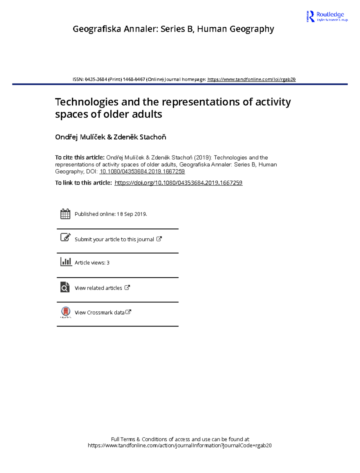 Technologies and the representations of activity - 1080/04353684. To ...