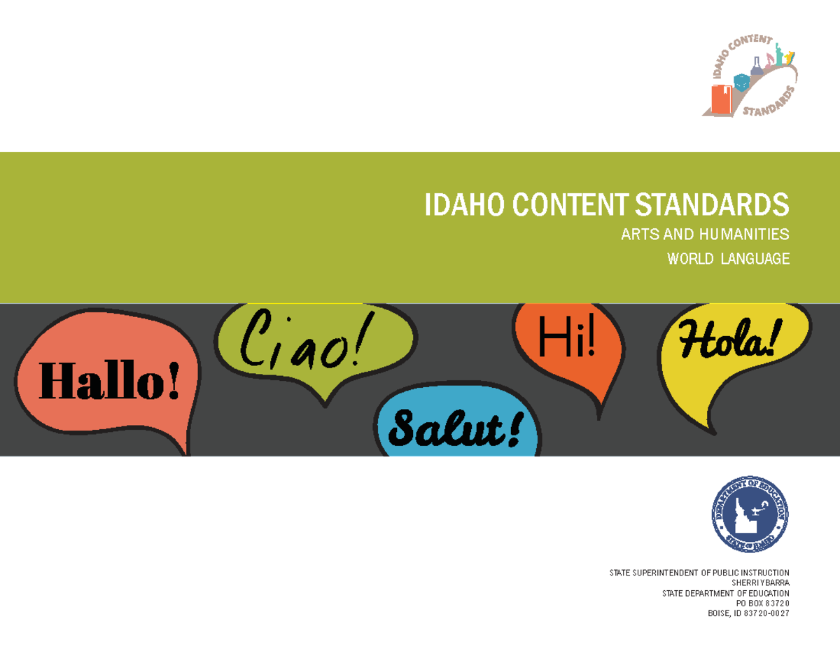 WorldLanguageStandards IDAHO CONTENT STANDARDS ARTS AND HUMANITIES