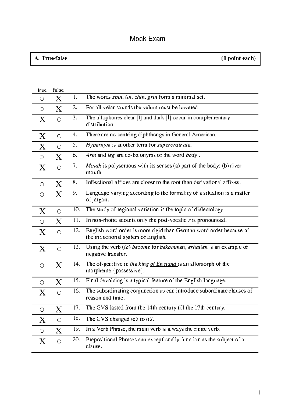 Mock+exam+2+solutions - good practice for all - Mock Exam true false X ...