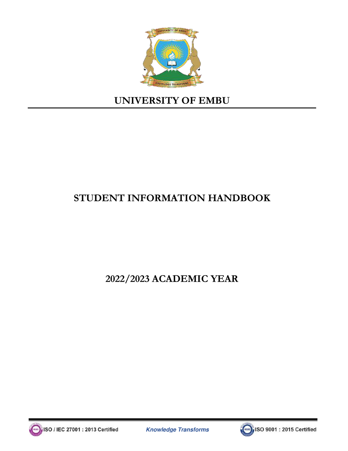 Student- Handbook-2022 2023- Academicyear - Knowledge Transforms ...