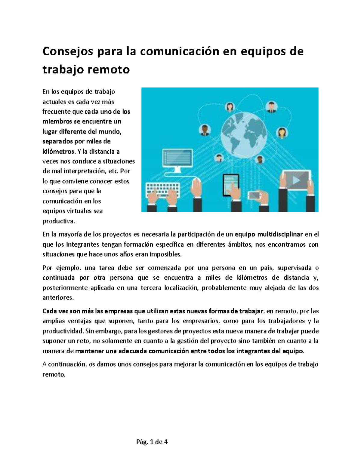 Consejos Para La Comunicación En Equipos De Trabajo Remoto - Consejos ...