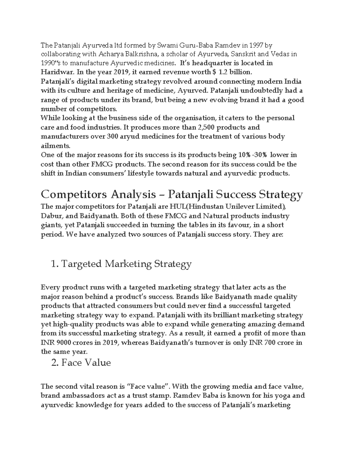 Case Study Marketing Strategy Of Patanjali The Patanjali Ayurveda Ltd 