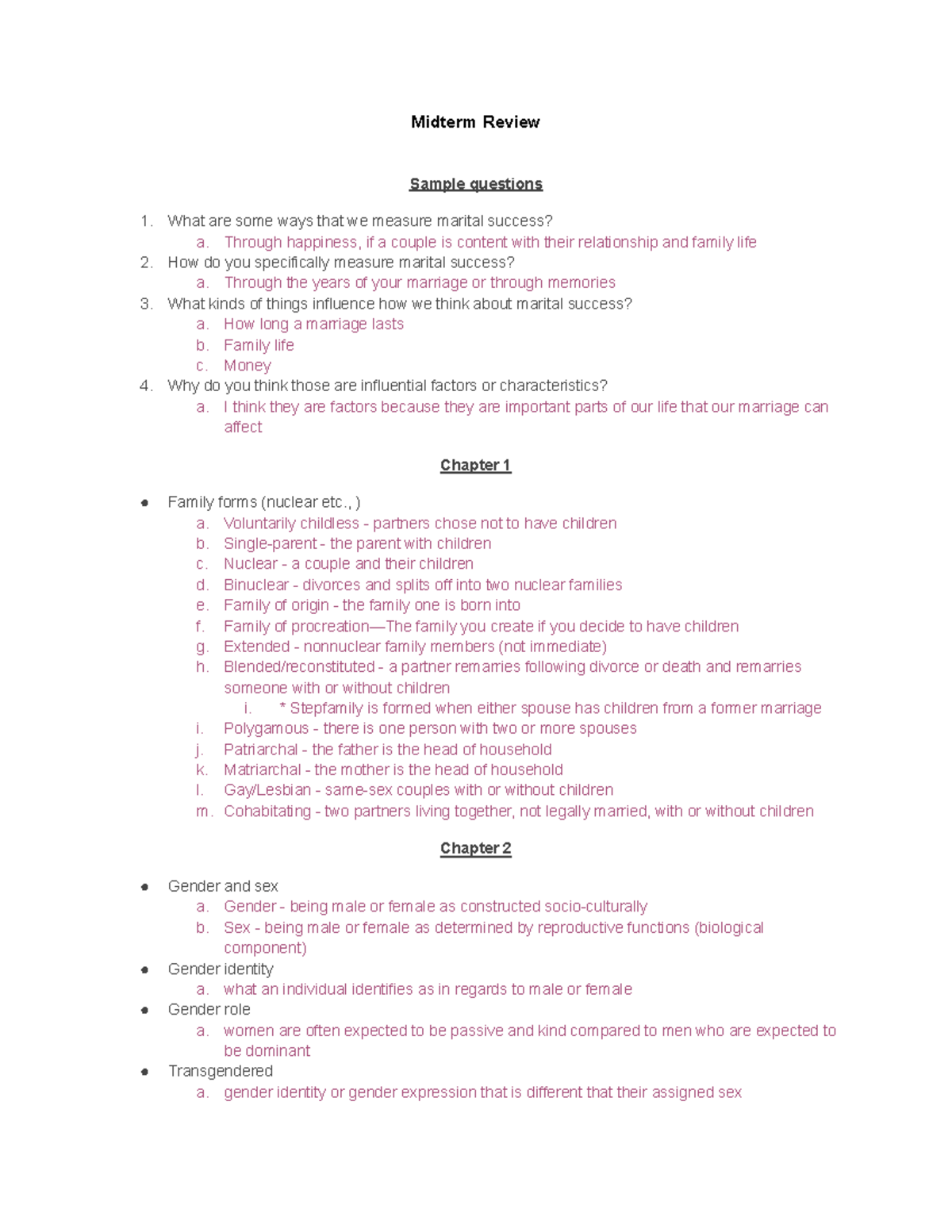 Midterm Review - Midterm Review Sample Questions What Are Some Ways ...