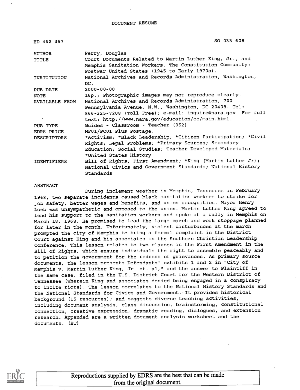 Primary source his 200 wk 5 - DOCUMENT RESUME ED 462 357 SO 033 608 ...