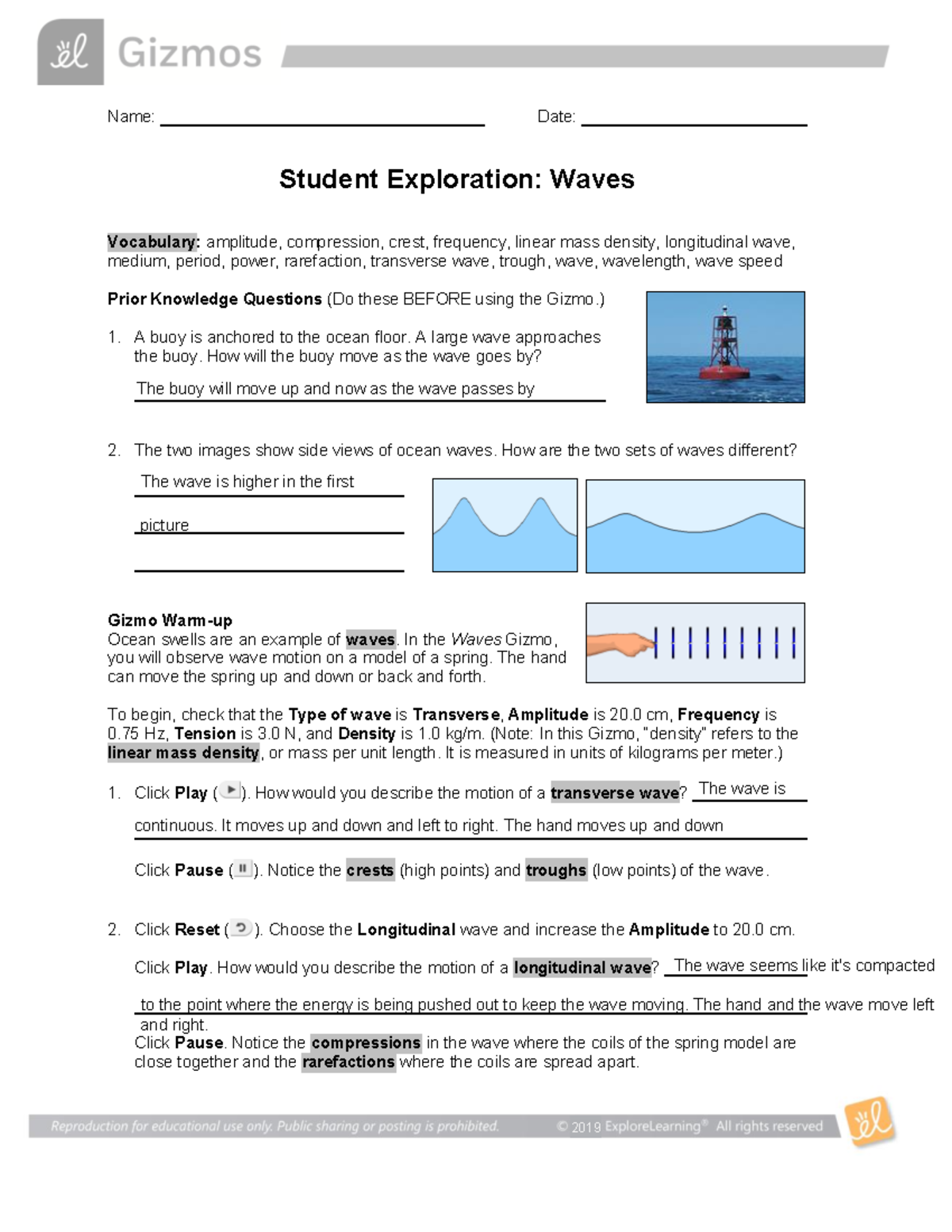Kami Export - Julio jimenez - Waves Gizmo - Name: Date: Student  Exploration: Waves Vocabulary: - Studocu