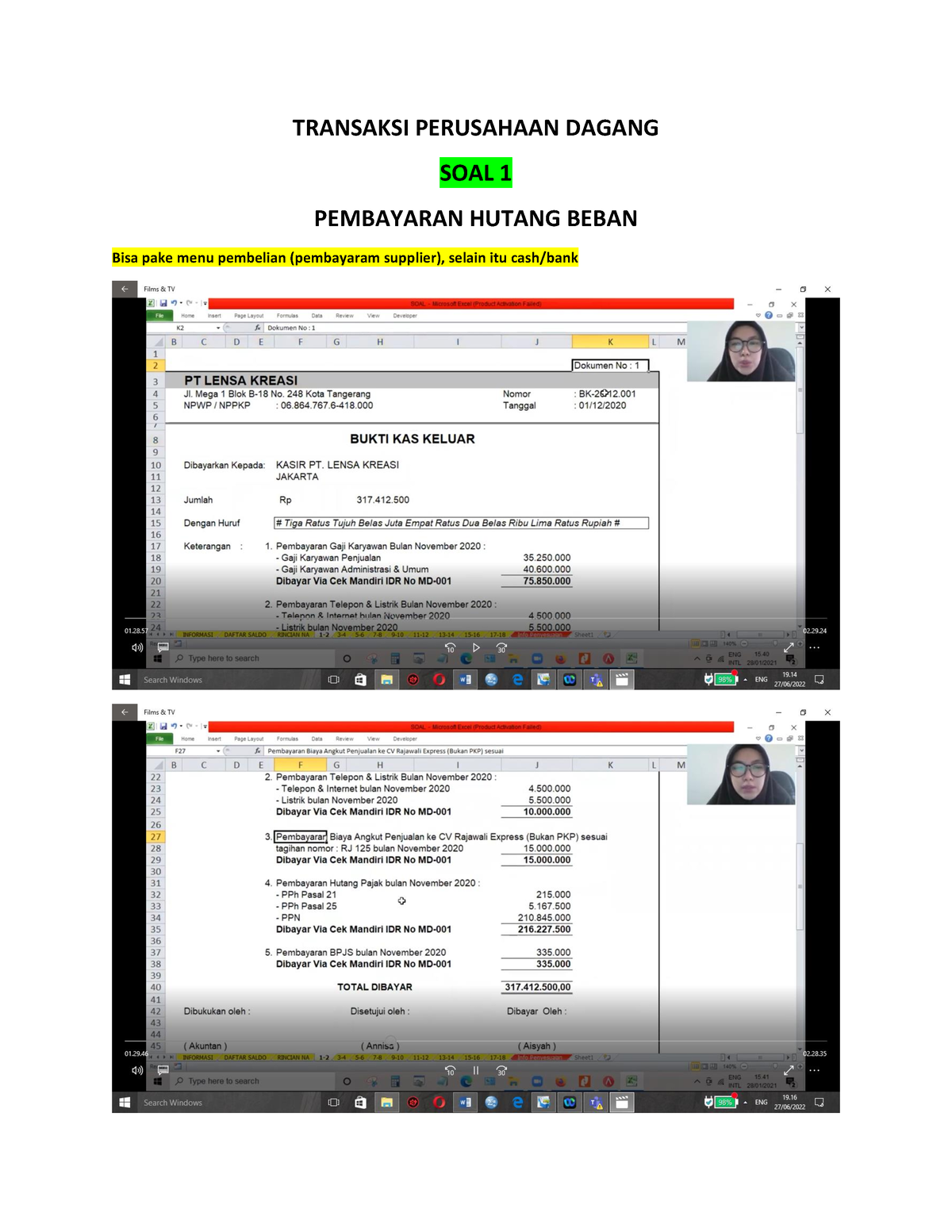 Transaksi Perusahaan Dagang - TRANSAKSI PERUSAHAAN DAGANG SOAL 1 ...