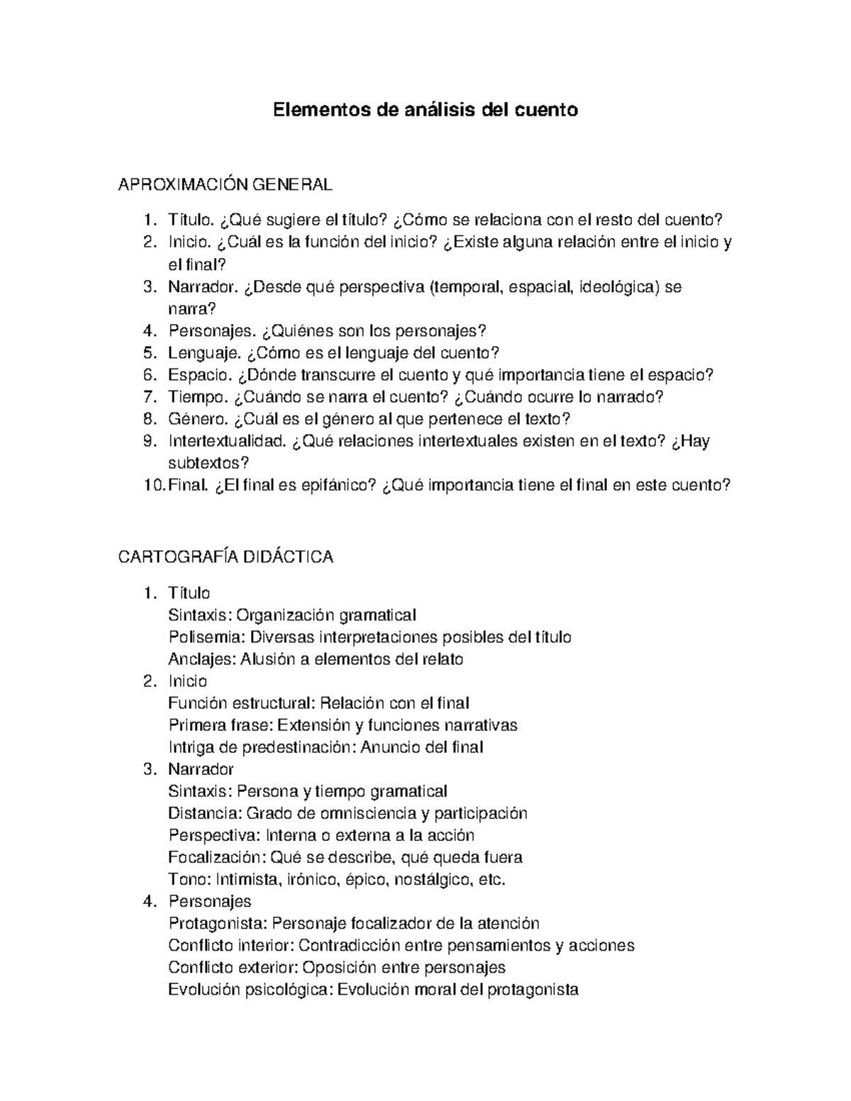 Elementos De Análisis Del Cuento Elementos De Análisis Del Cuento AproximaciÓn General Título 0109