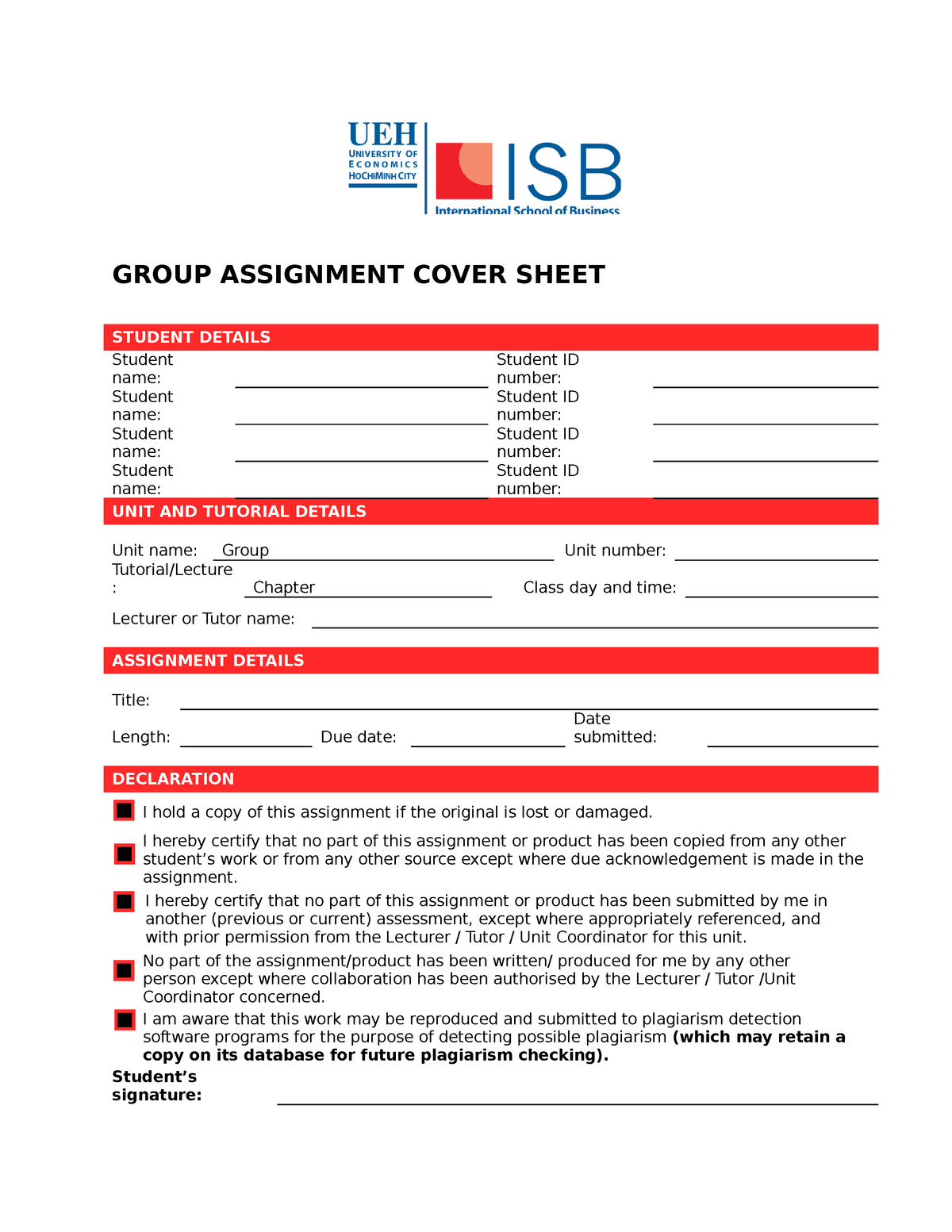 uon group assignment cover sheet