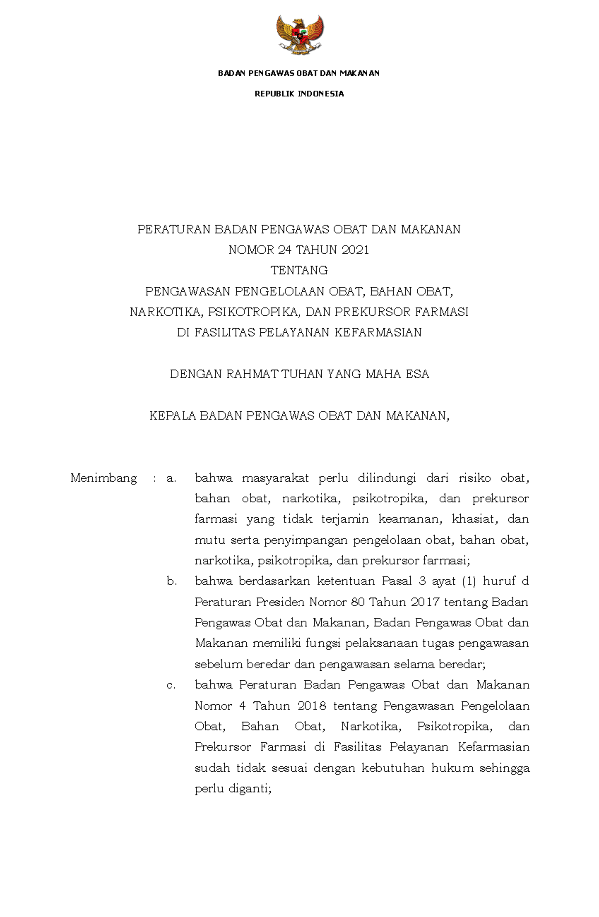 2021 - Tugas - BADAN PENGAWAS OBAT DAN MAKANAN REPUBLIK INDONESIA ...