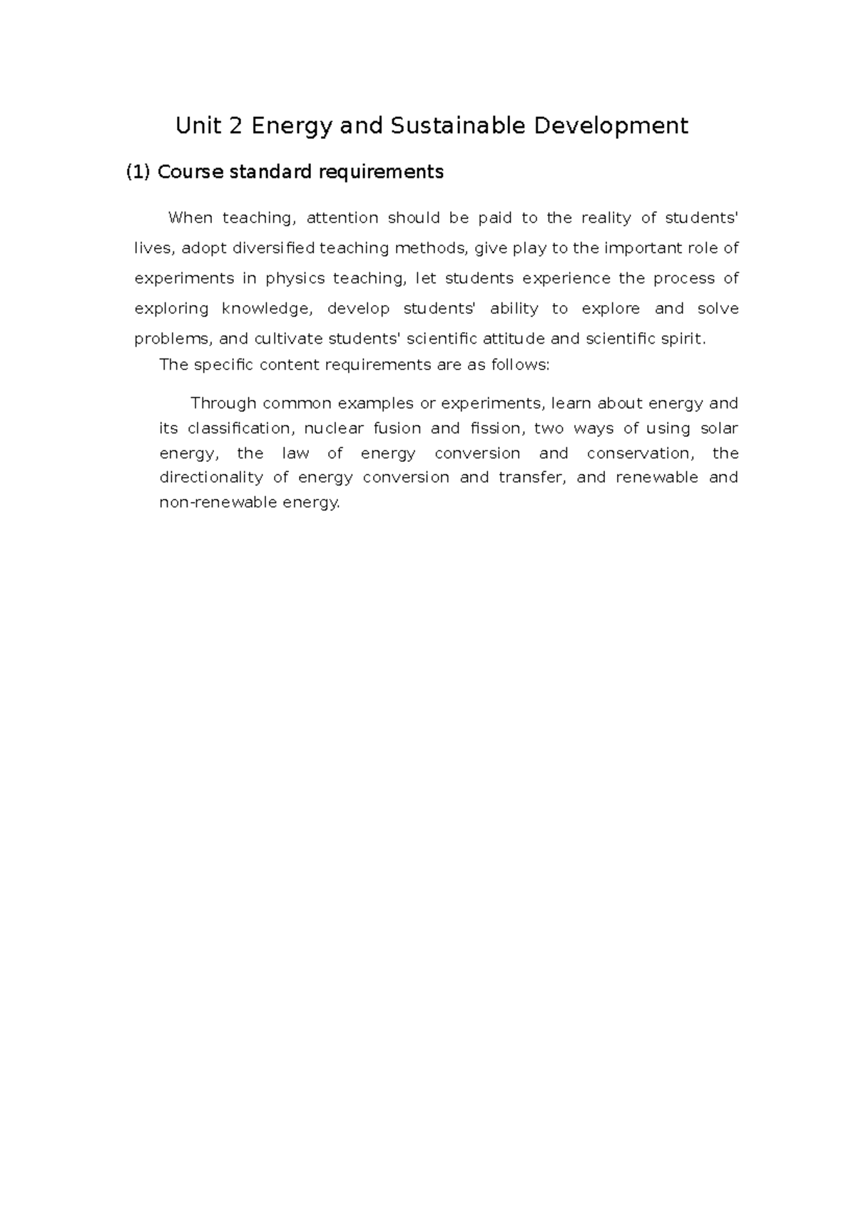 Unit 2 Energy and Sustainable Development - Unit 2 Energy and ...
