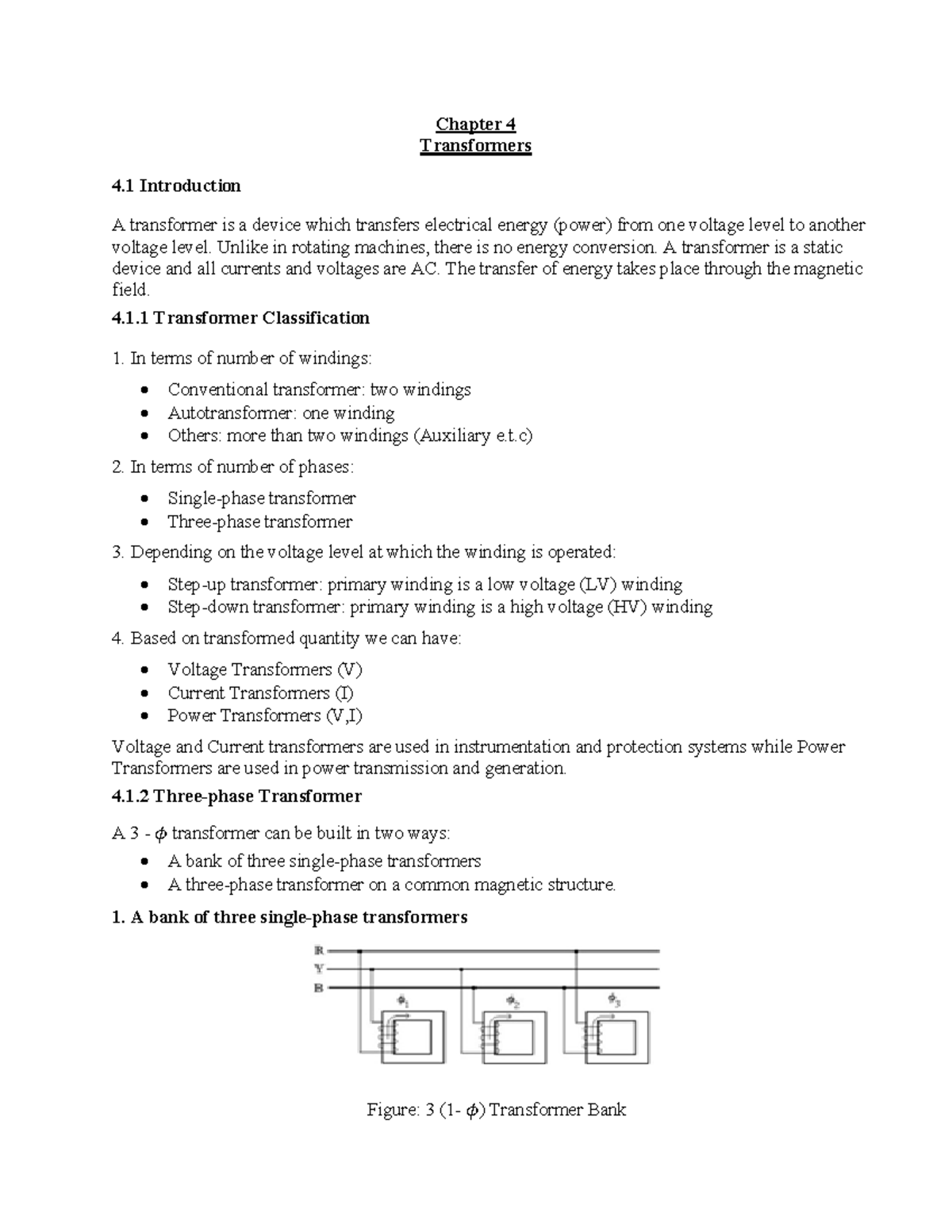 Transformers nice course review Chapter 4 Transformers 4 Introduction A transformer is a