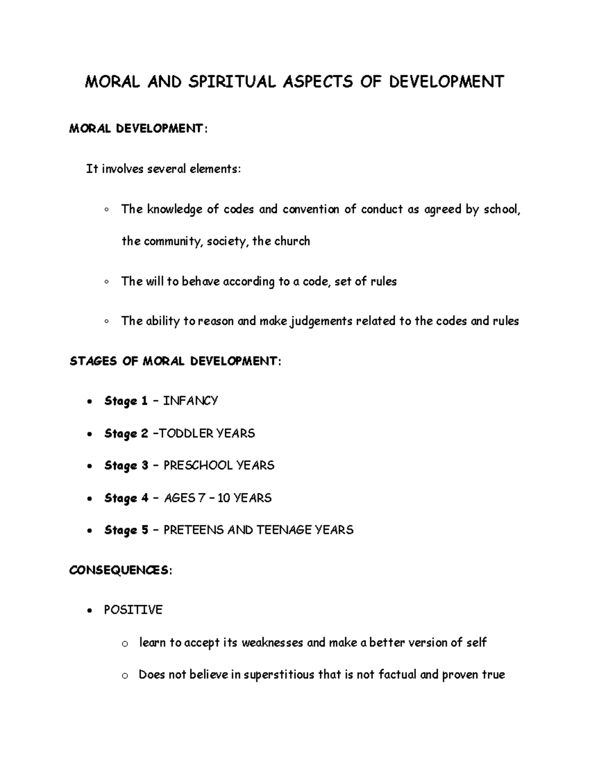 Moral and spiritual aspects of development MORAL AND SPIRITUAL
