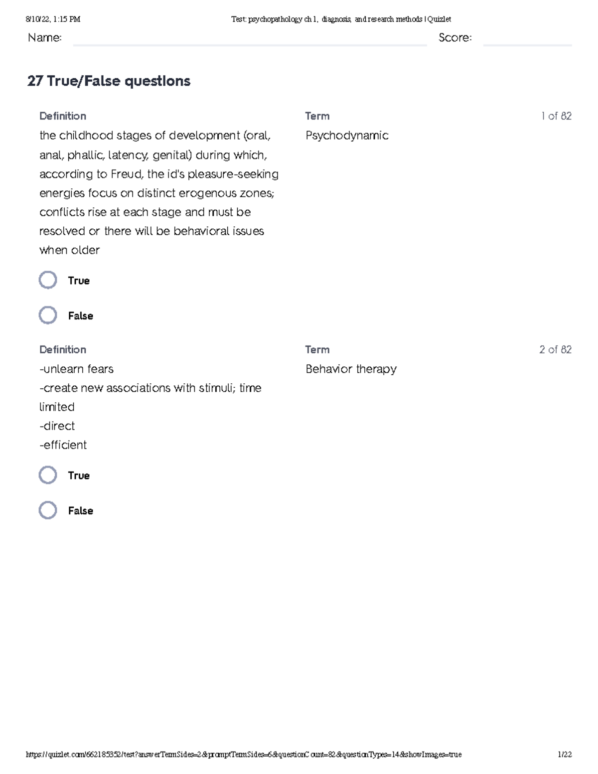 Test Psychopathology Ch 1 Diagnosis And Research Methods Quizlet 
