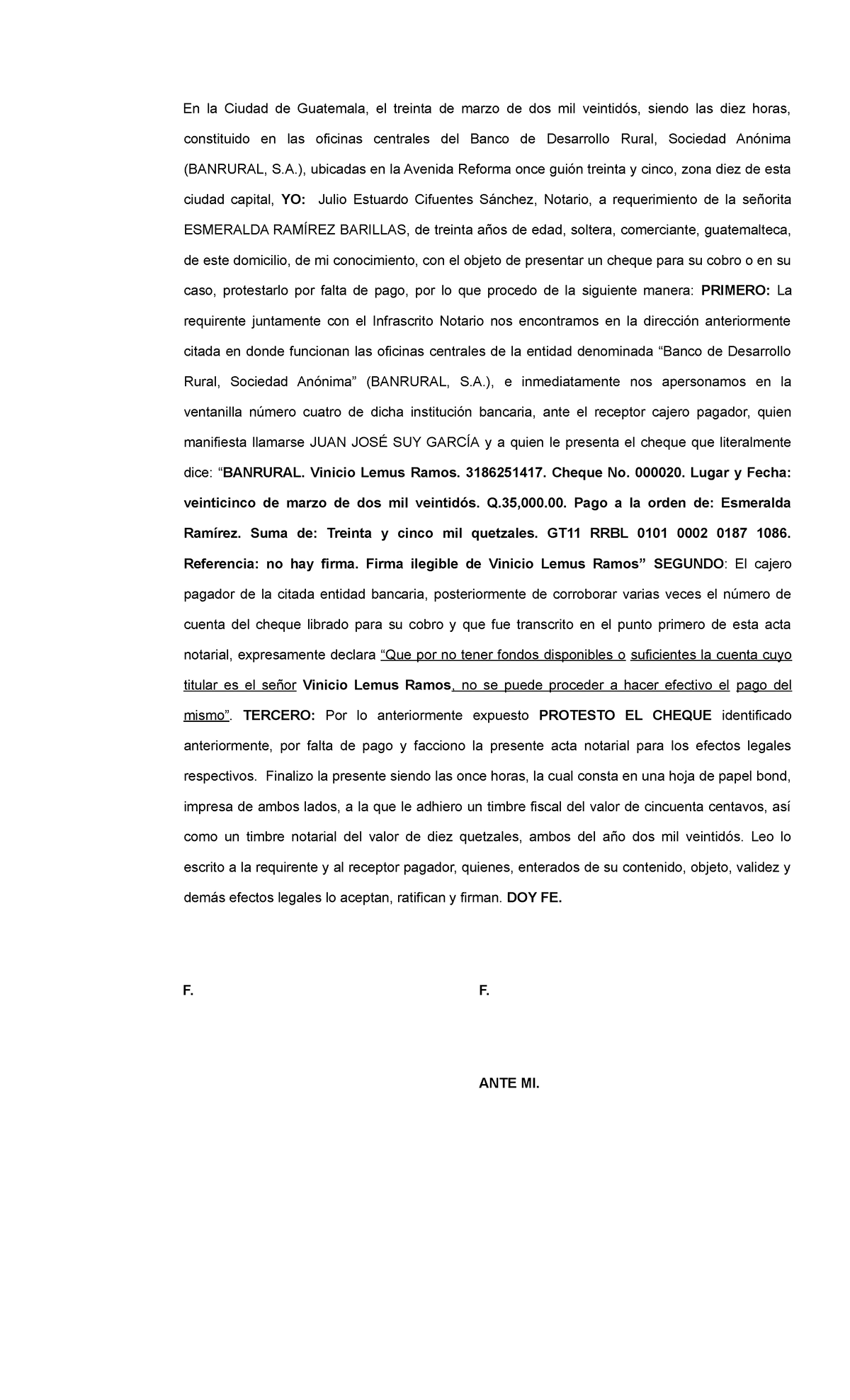 Modelo Acta Notarial De Protesto De Titulo De Crédito área Mercantil En La Ciudad De 0928