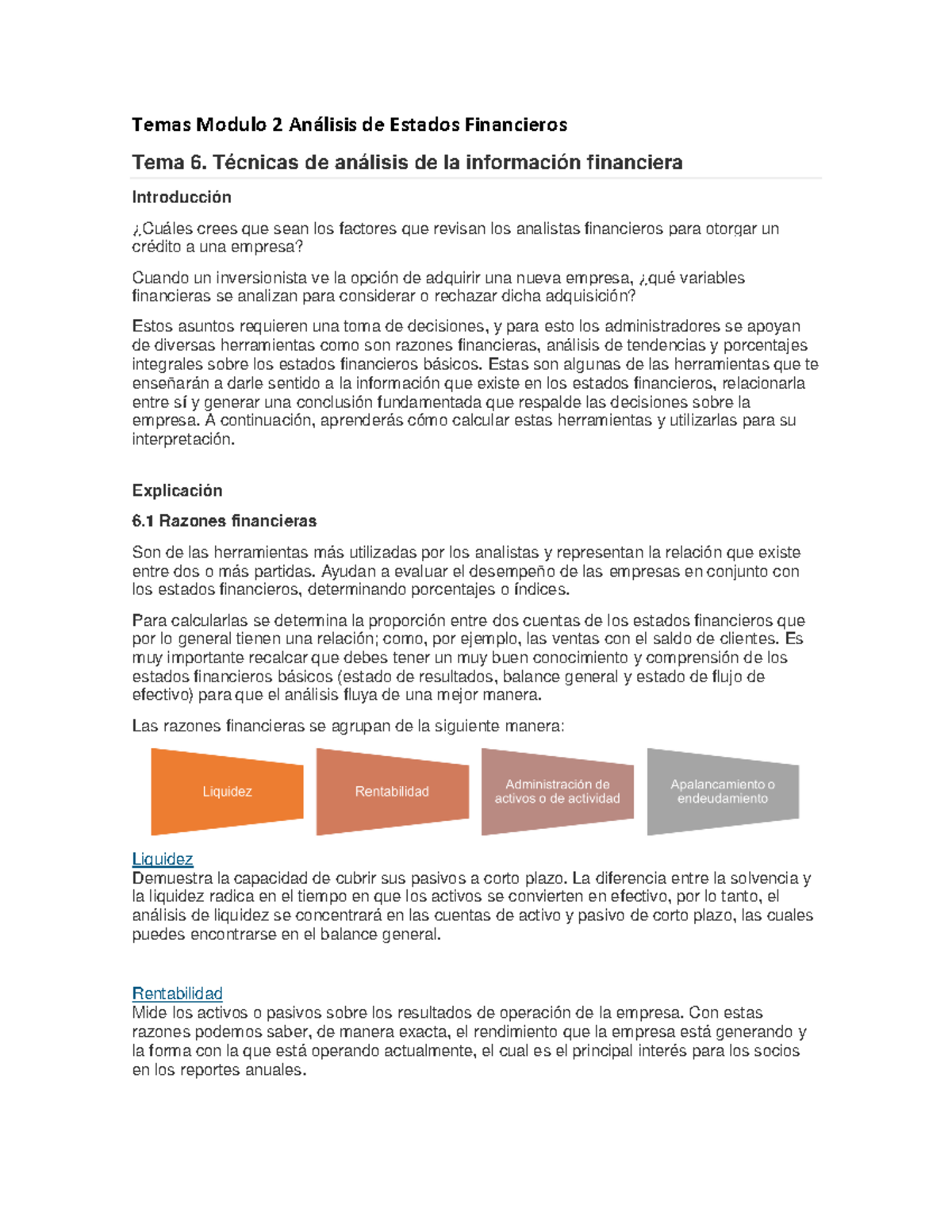 Temas Modulo 2 Análisis de Estados Financieros - Técnicas de análisis ...