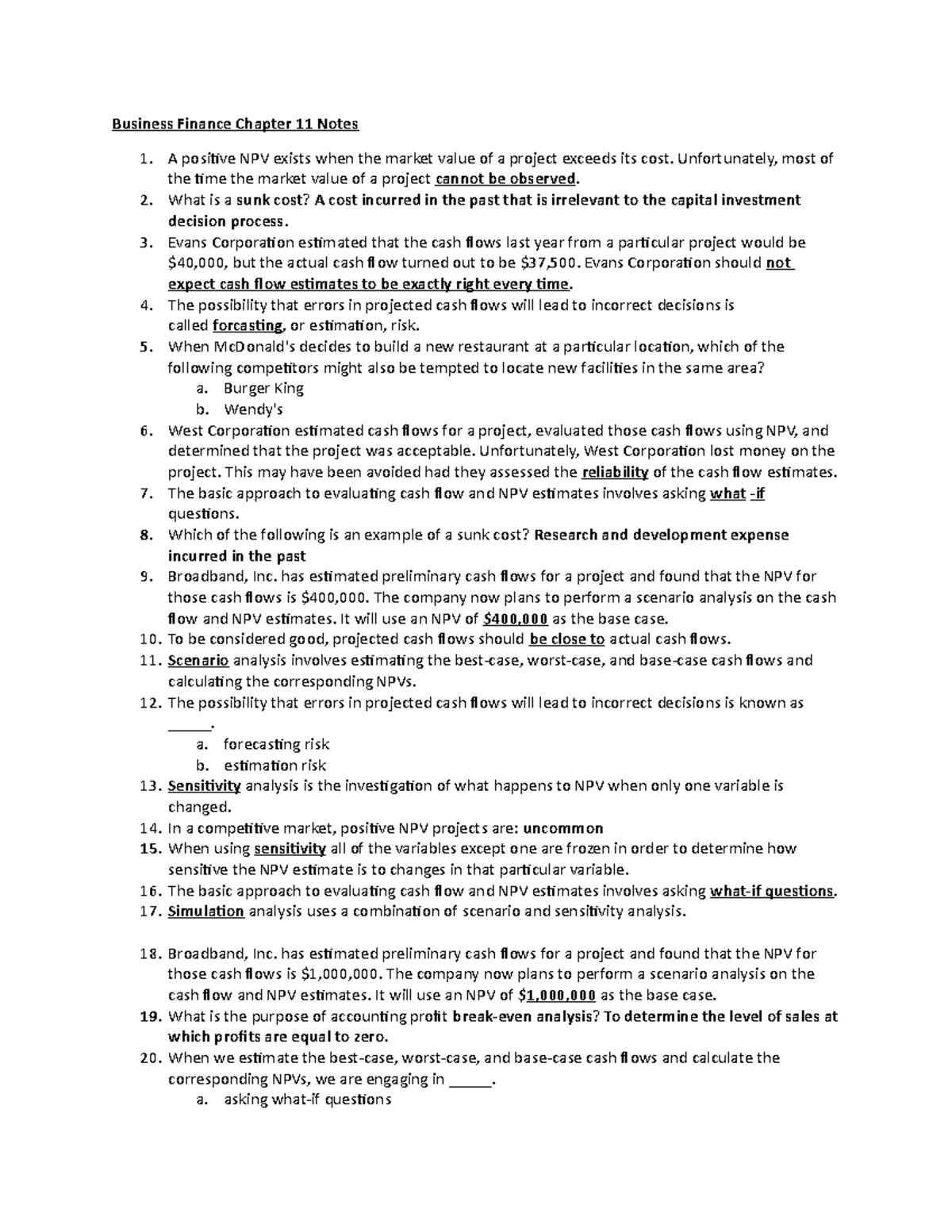 Business Finance Chapter 11 Notes - Business Finance Chapter 11 Notes A ...