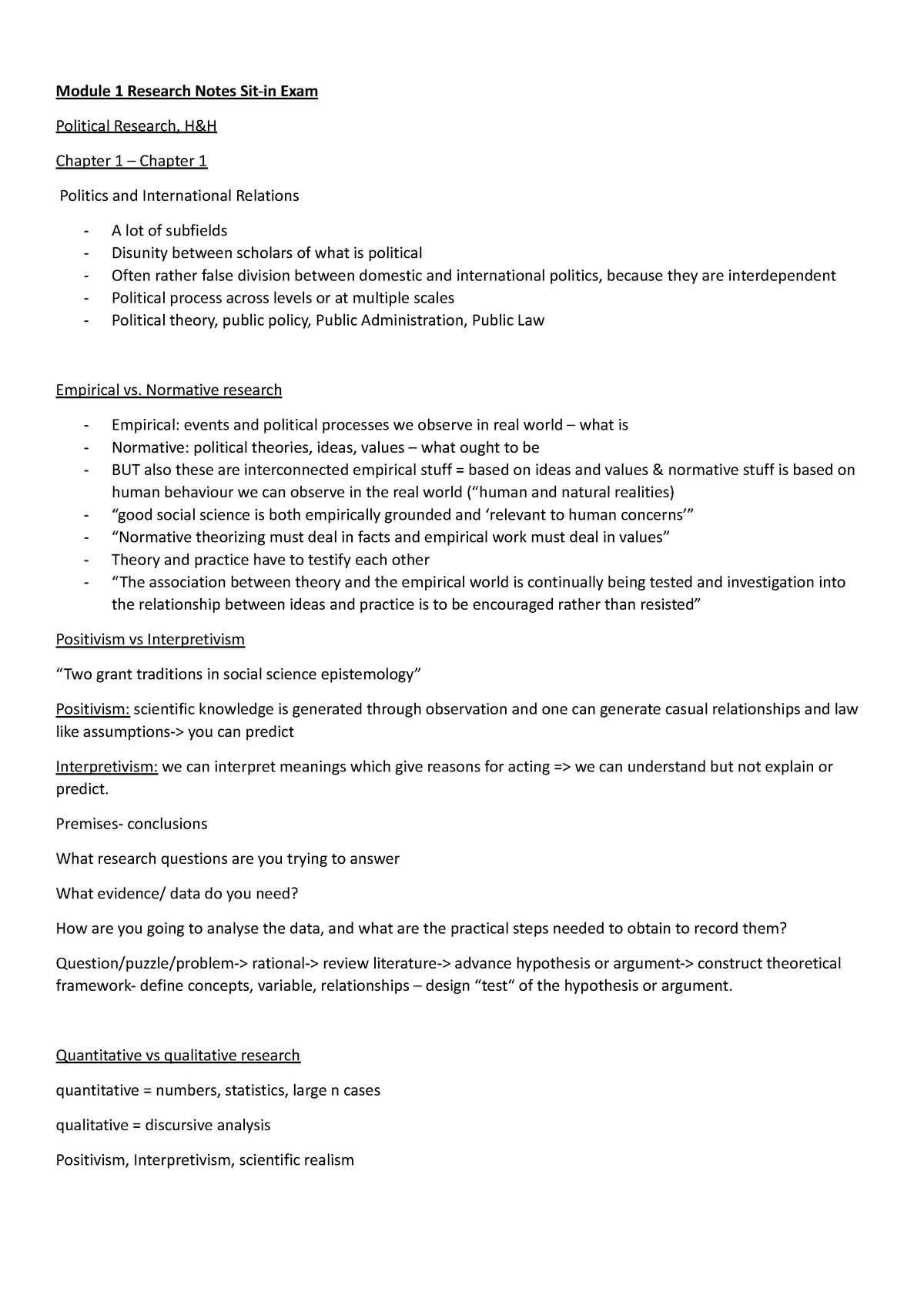 Halperin & Heath Summary - Module 1 Research Notes Sit-in Exam ...