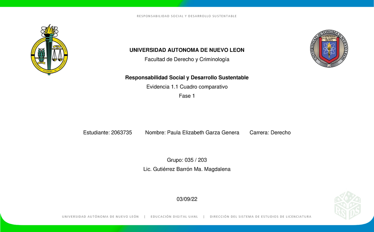 Formato Evidencia 1 Rsy Ds 1 Universidad Autonoma De Nuevo Leon Facultad De Derecho Y 8513